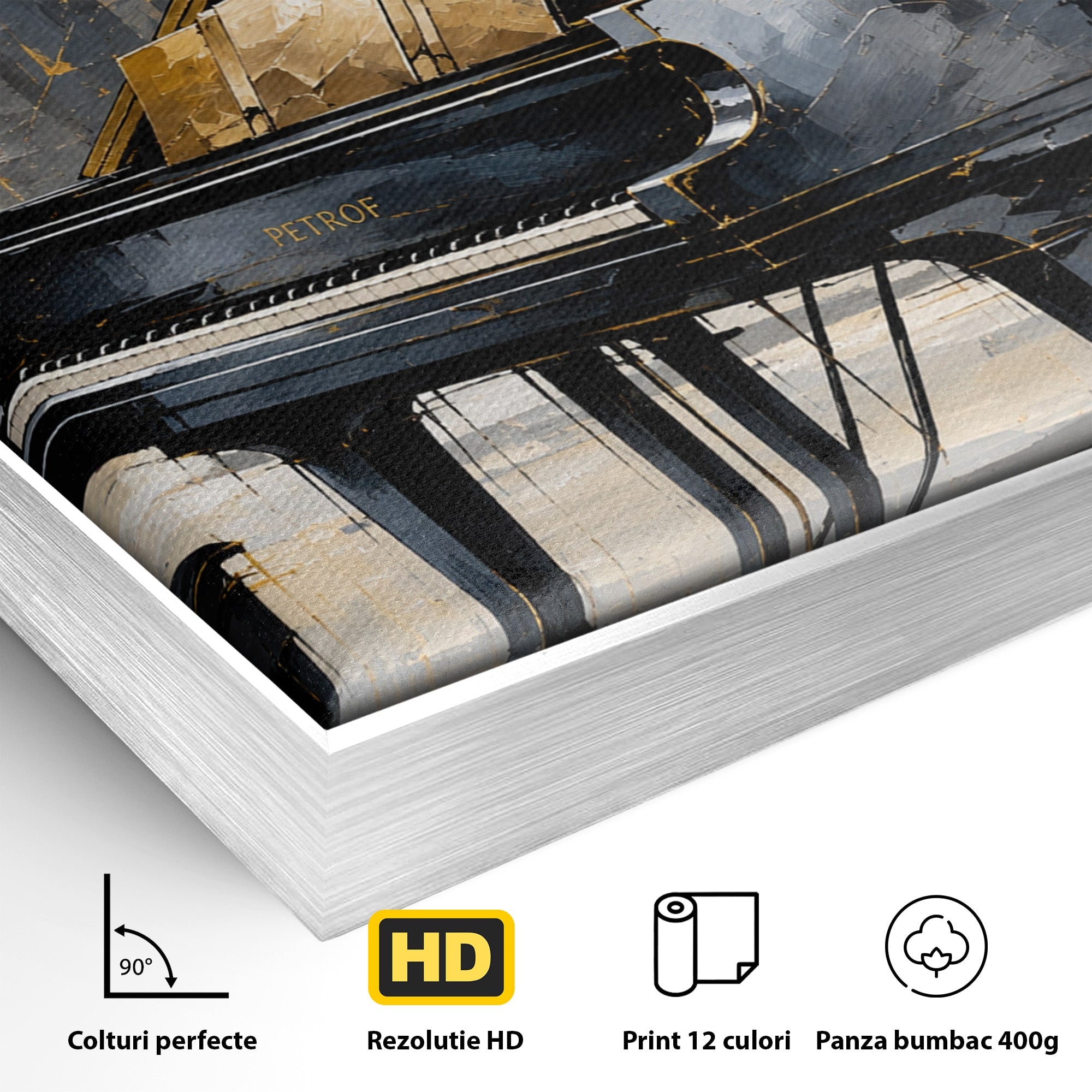 Tablou Canvas Premium LuxCanva® R1011, Pianul Elegant, Pian, Muzica, Abstract, Eleganta, Living, Birou, Culori Vibrante