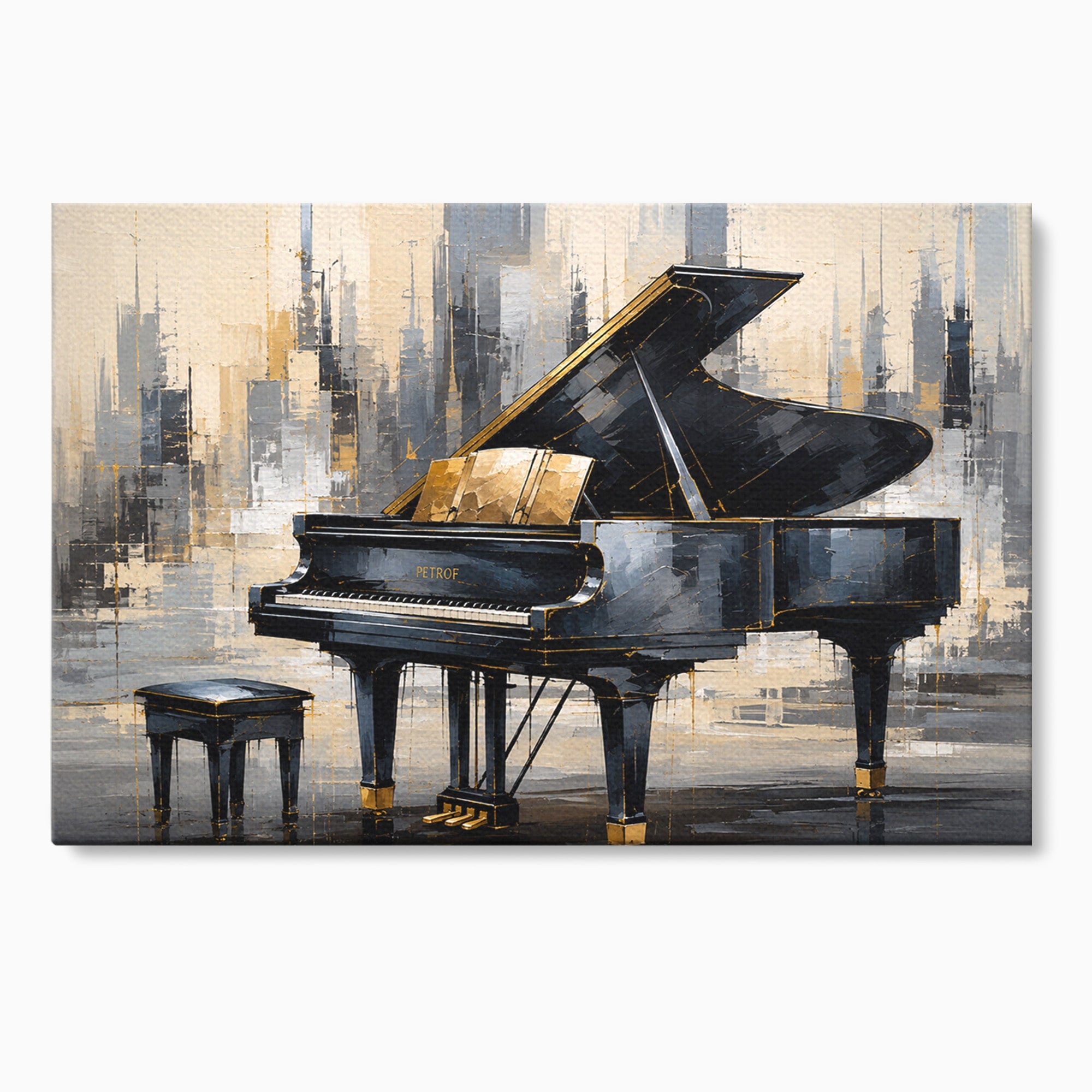 Tablou Canvas Premium LuxCanva® R1011, Pianul Elegant, Pian, Muzica, Abstract, Eleganta, Living, Birou, Culori Vibrante