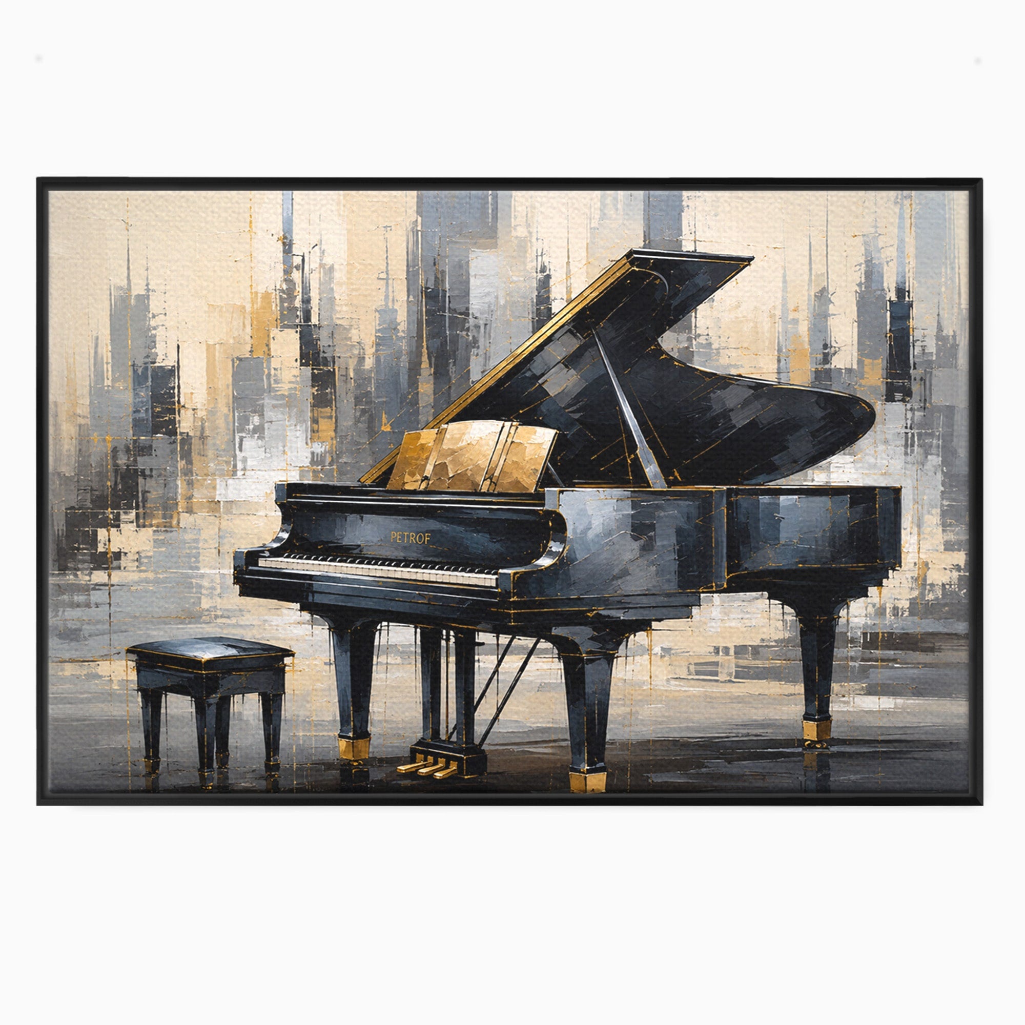 Tablou Canvas Premium LuxCanva® R1011, Pianul Elegant, Pian, Muzica, Abstract, Eleganta, Living, Birou, Culori Vibrante