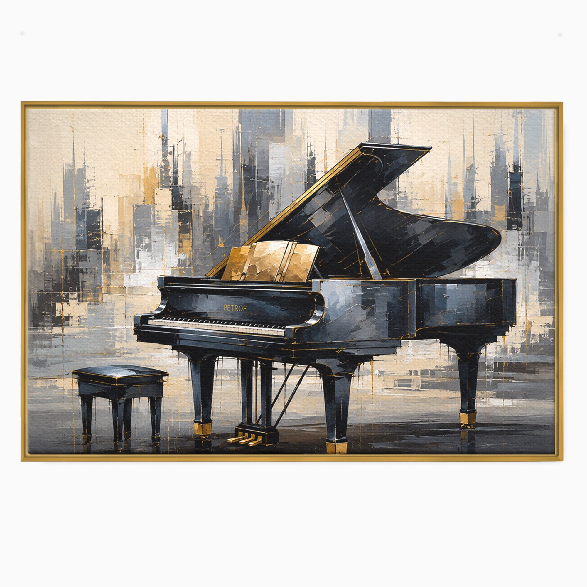 Tablou Canvas Premium LuxCanva® R1011, Pianul Elegant, Pian, Muzica, Abstract, Eleganta, Living, Birou, Culori Vibrante