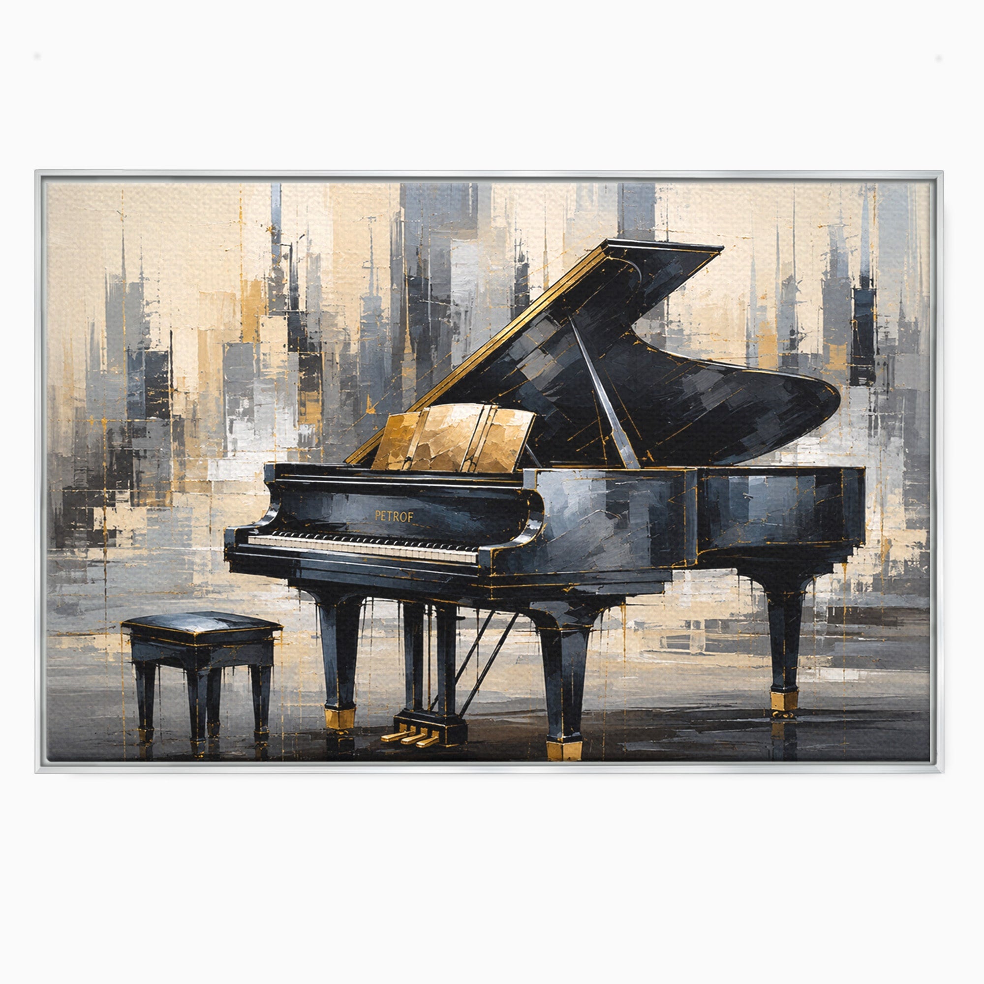 Tablou Canvas Premium LuxCanva® R1011, Pianul Elegant, Pian, Muzica, Abstract, Eleganta, Living, Birou, Culori Vibrante