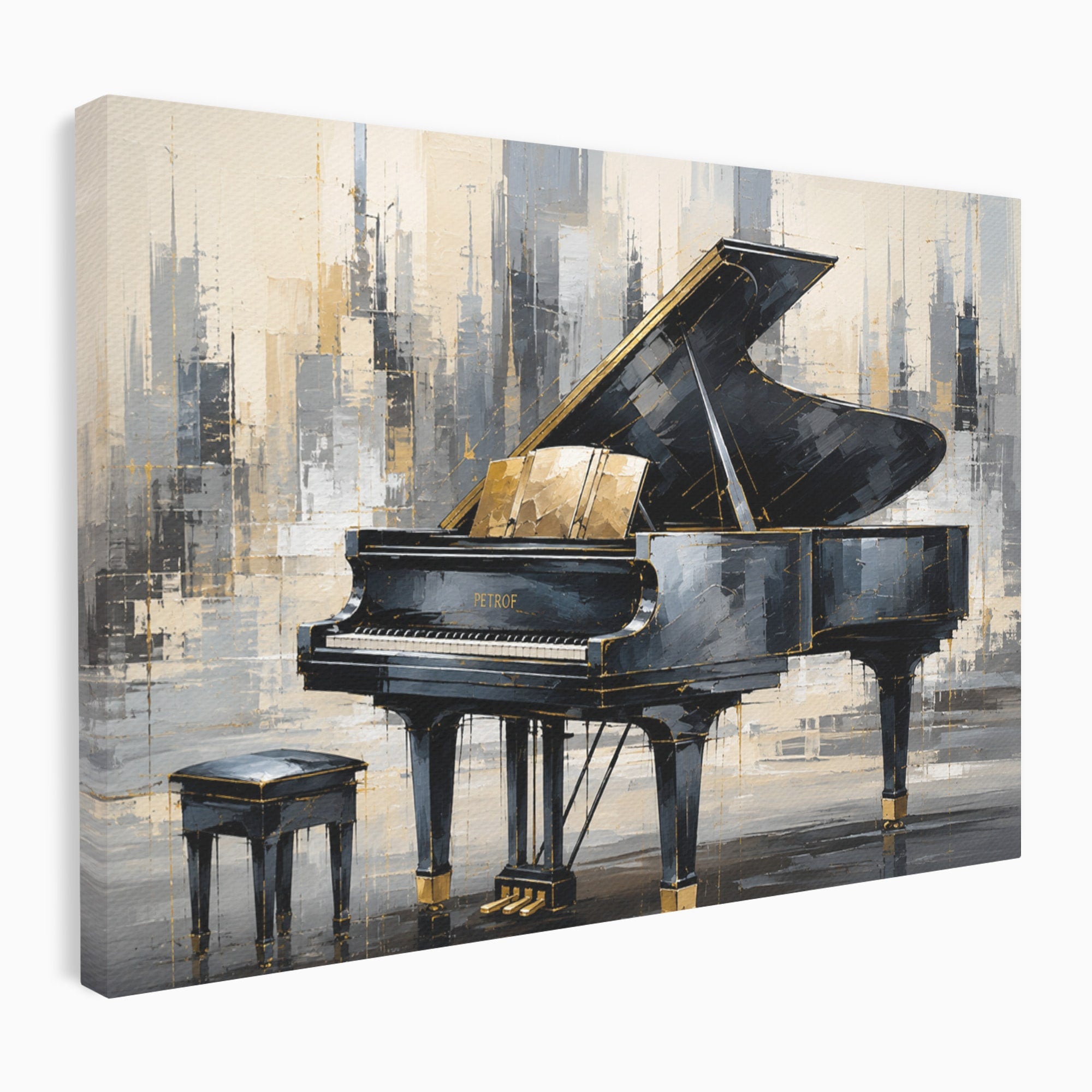 Tablou Canvas Premium LuxCanva® R1011, Pianul Elegant, Pian, Muzica, Abstract, Eleganta, Living, Birou, Culori Vibrante