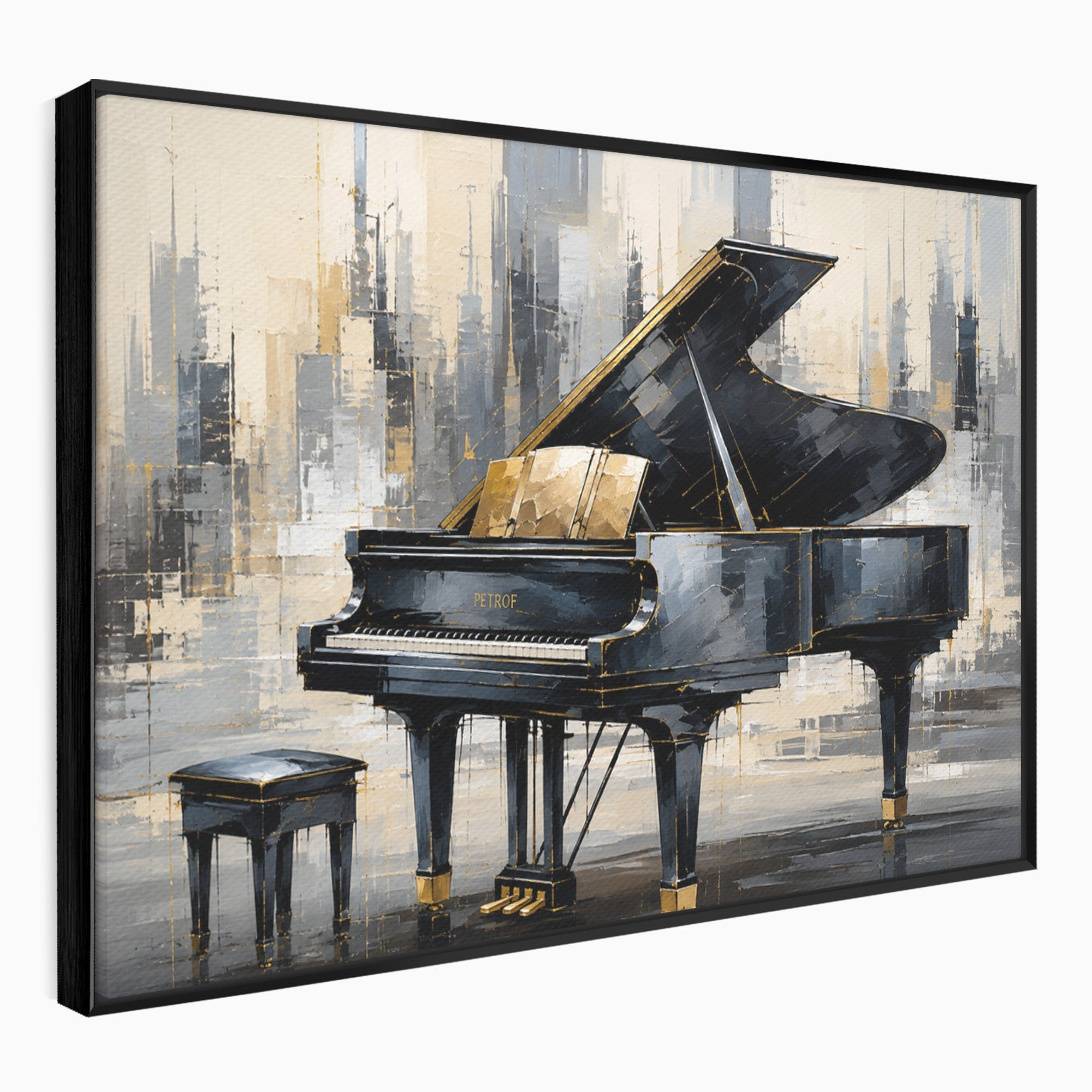 Tablou Canvas Premium LuxCanva® R1011, Pianul Elegant, Pian, Muzica, Abstract, Eleganta, Living, Birou, Culori Vibrante