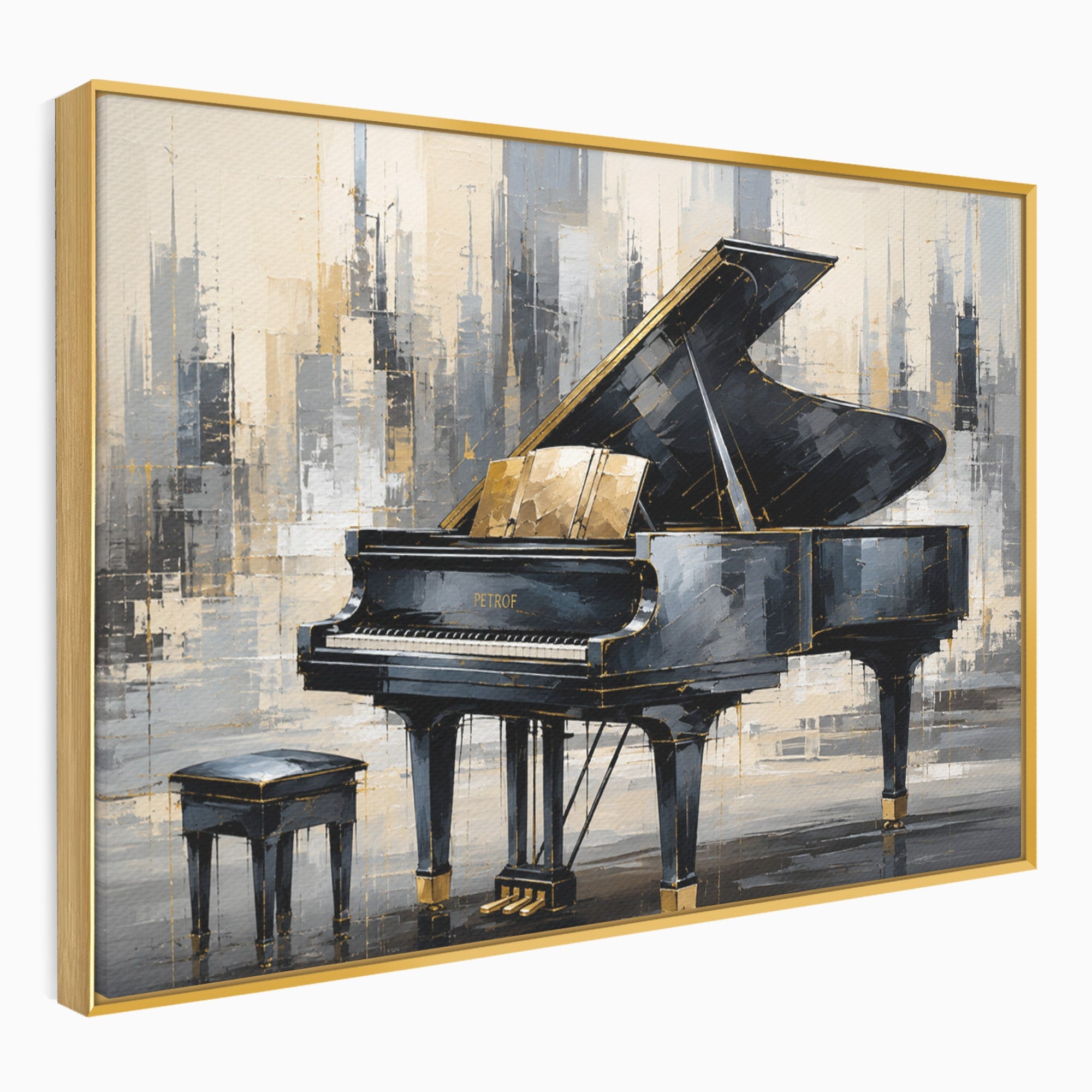 Tablou Canvas Premium LuxCanva® R1011, Pianul Elegant, Pian, Muzica, Abstract, Eleganta, Living, Birou, Culori Vibrante