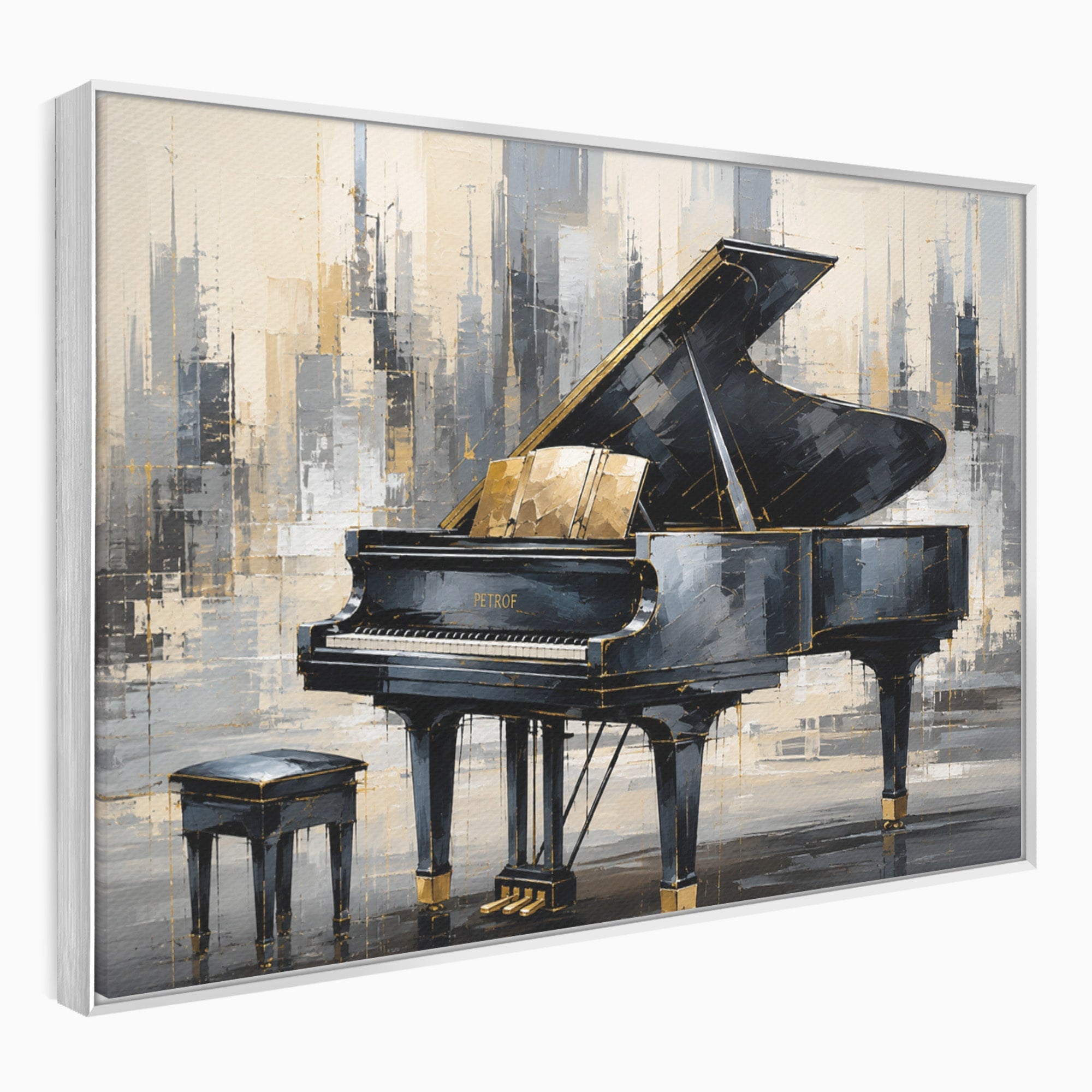 Tablou Canvas Premium LuxCanva® R1011, Pianul Elegant, Pian, Muzica, Abstract, Eleganta, Living, Birou, Culori Vibrante