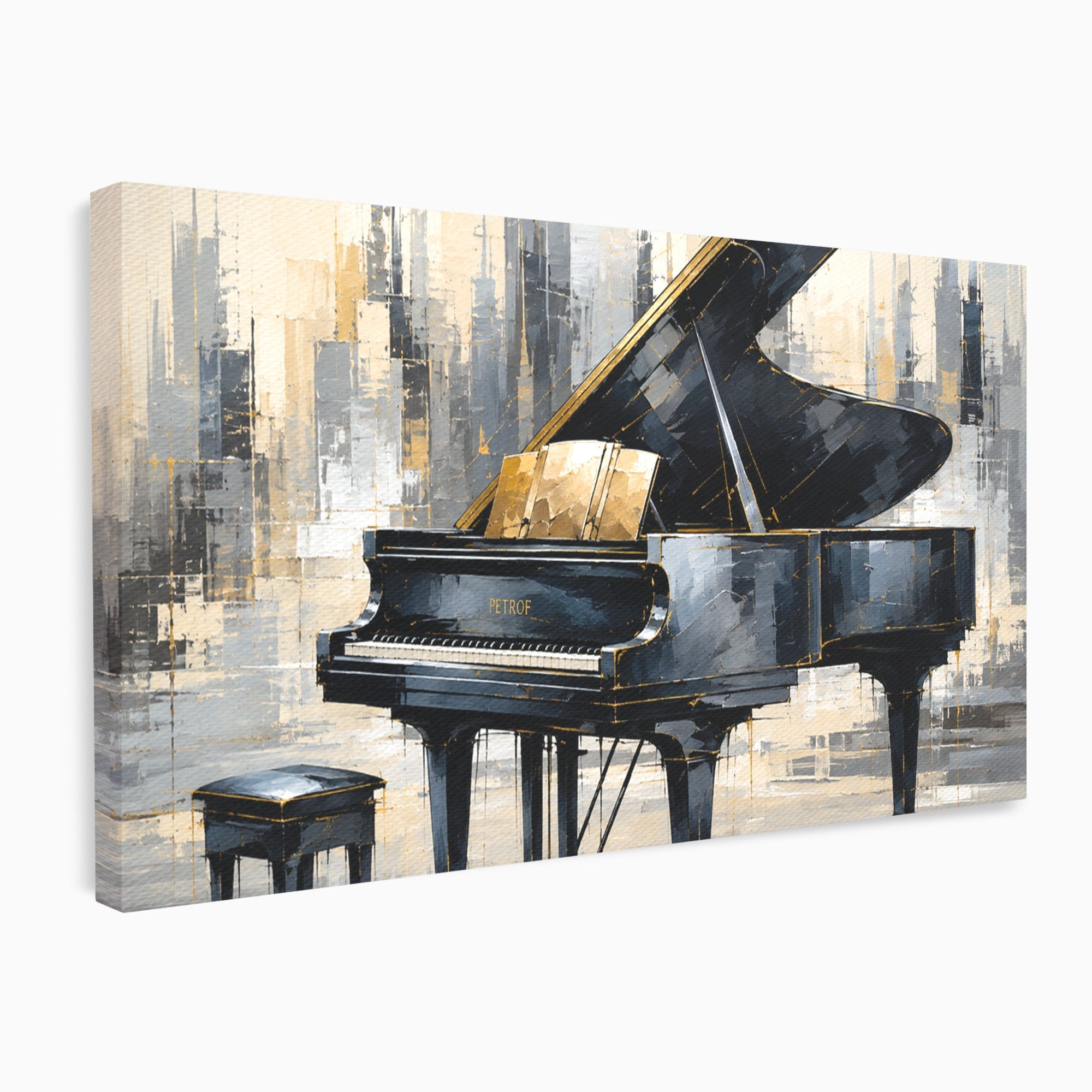 Tablou Canvas Premium LuxCanva® R1011, Pianul Elegant, Pian, Muzica, Abstract, Eleganta, Living, Birou, Culori Vibrante
