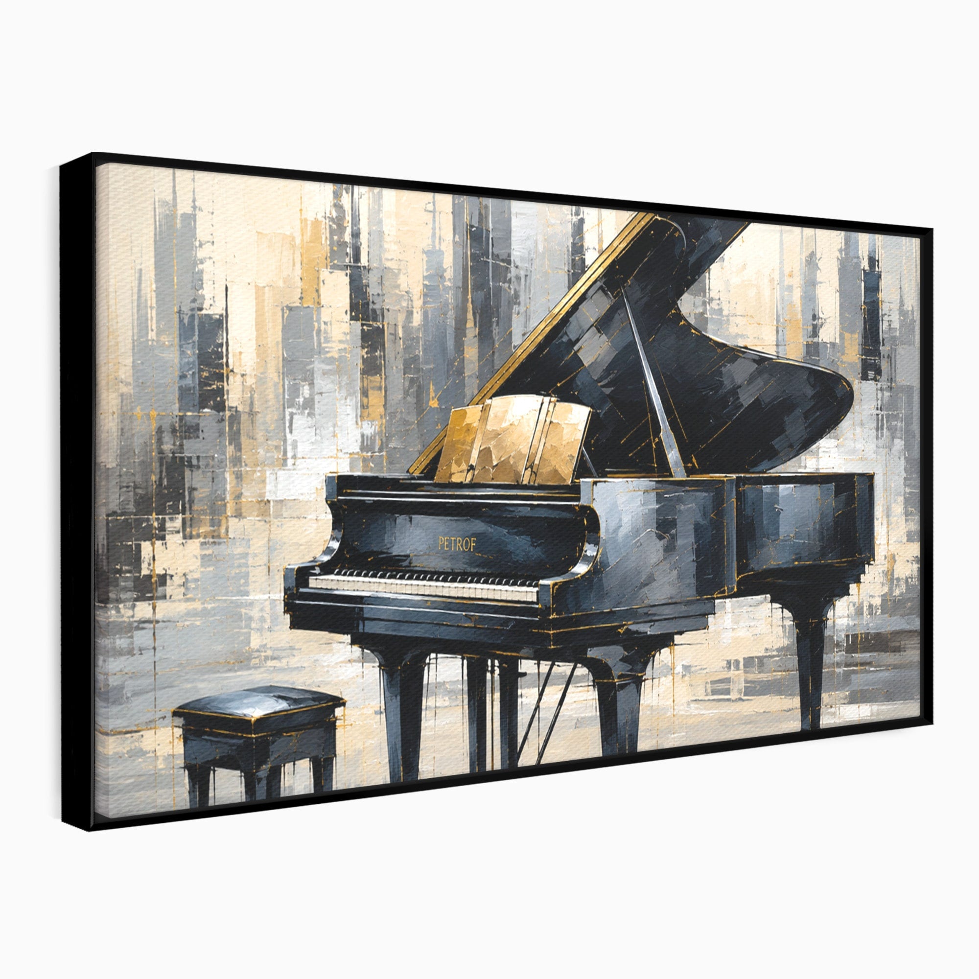 Tablou Canvas Premium LuxCanva® R1011, Pianul Elegant, Pian, Muzica, Abstract, Eleganta, Living, Birou, Culori Vibrante