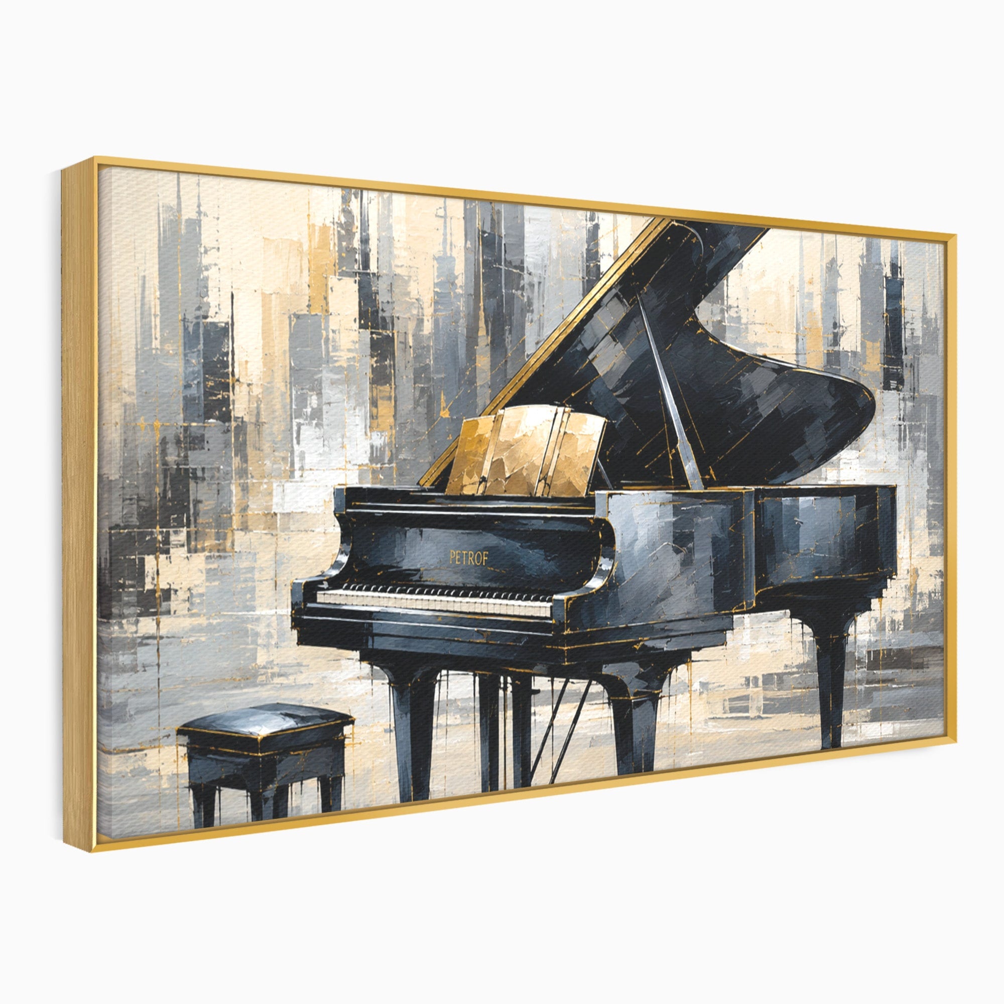 Tablou Canvas Premium LuxCanva® R1011, Pianul Elegant, Pian, Muzica, Abstract, Eleganta, Living, Birou, Culori Vibrante