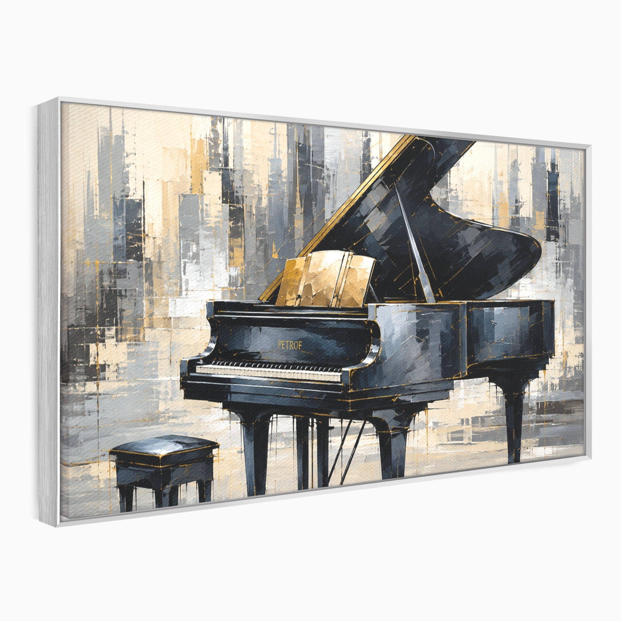 Tablou Canvas Premium LuxCanva® R1011, Pianul Elegant, Pian, Muzica, Abstract, Eleganta, Living, Birou, Culori Vibrante