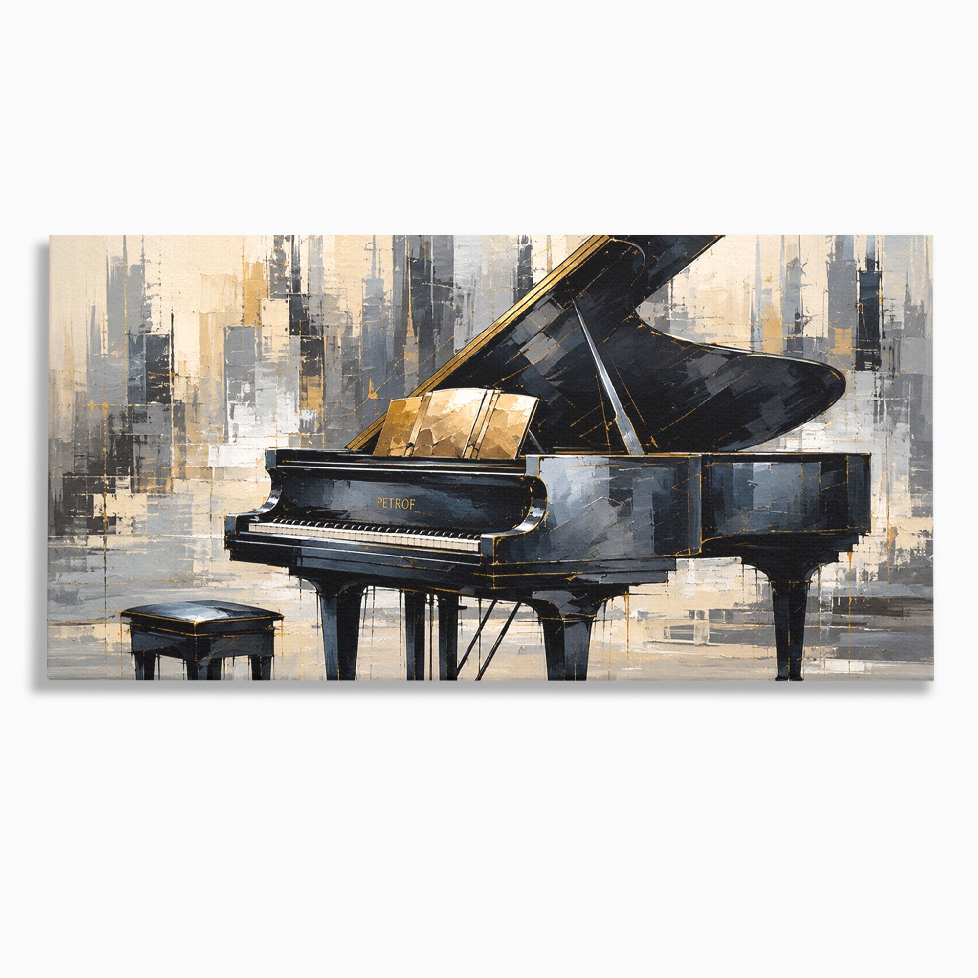 Tablou Canvas Premium LuxCanva® R1011, Pianul Elegant, Pian, Muzica, Abstract, Eleganta, Living, Birou, Culori Vibrante