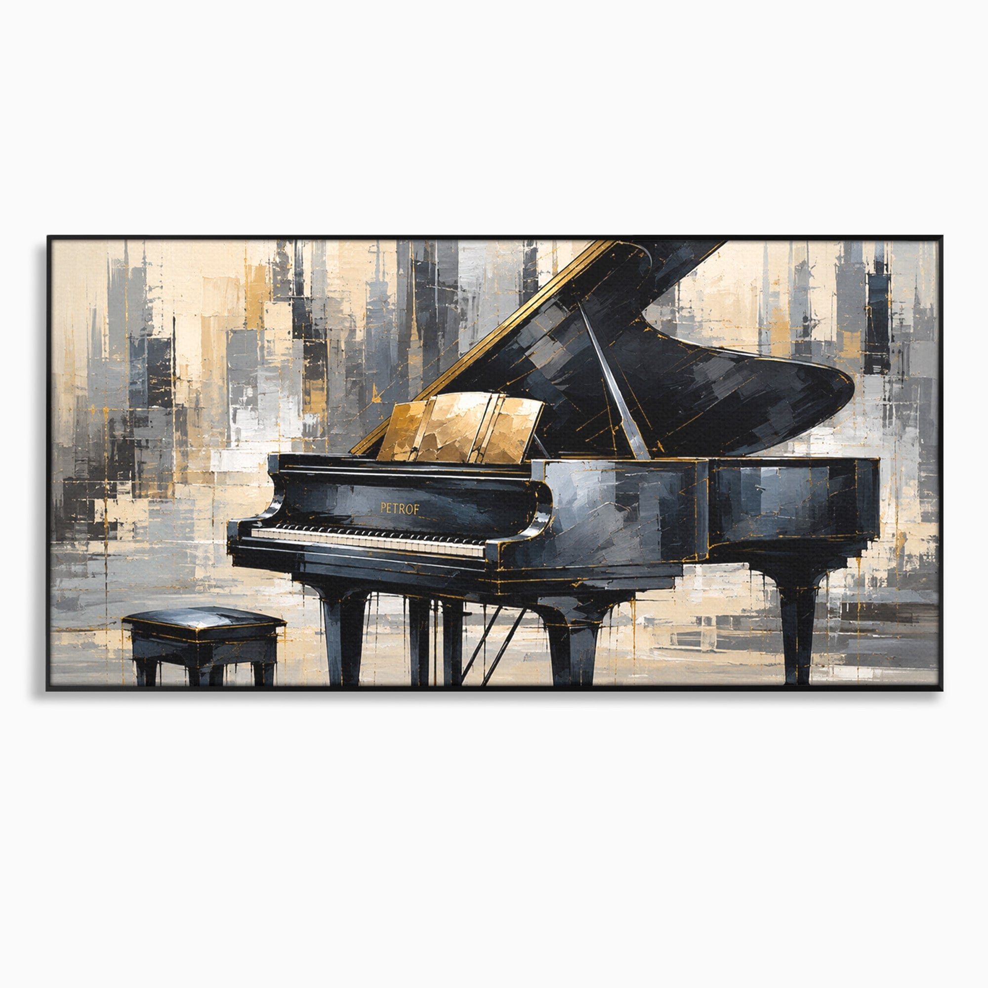 Tablou Canvas Premium LuxCanva® R1011, Pianul Elegant, Pian, Muzica, Abstract, Eleganta, Living, Birou, Culori Vibrante