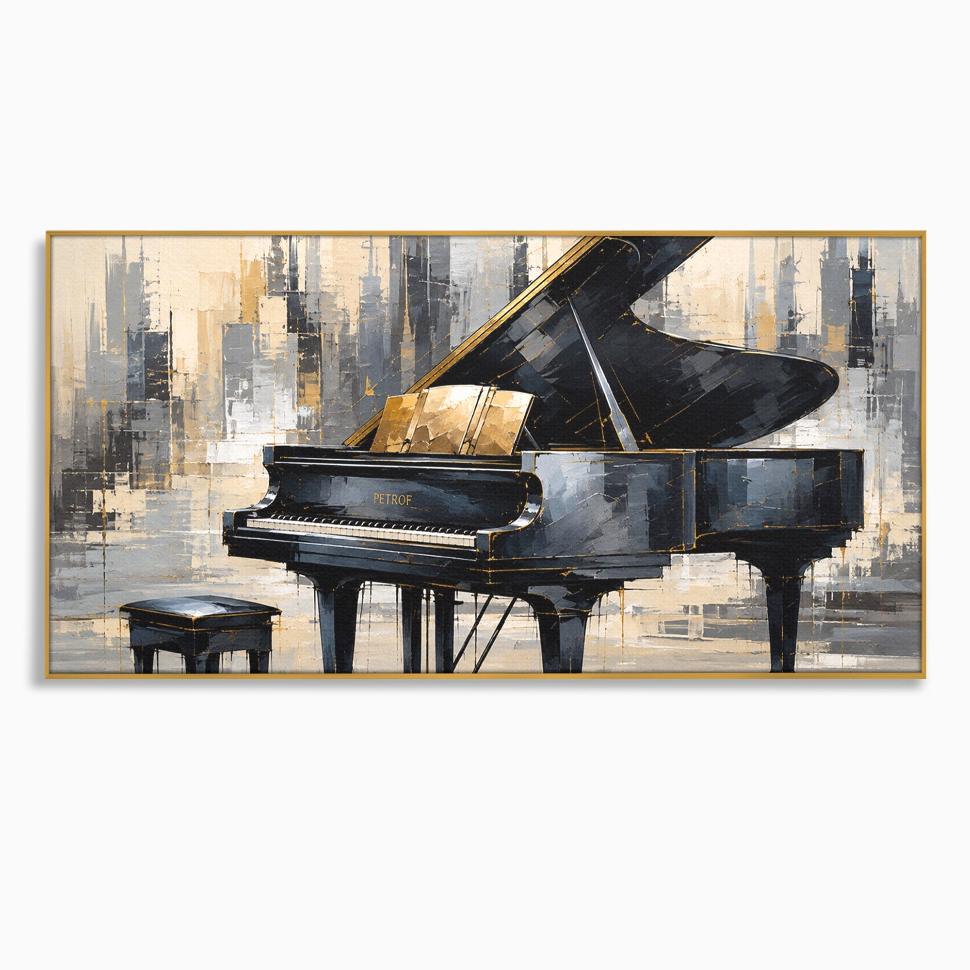 Tablou Canvas Premium LuxCanva® R1011, Pianul Elegant, Pian, Muzica, Abstract, Eleganta, Living, Birou, Culori Vibrante