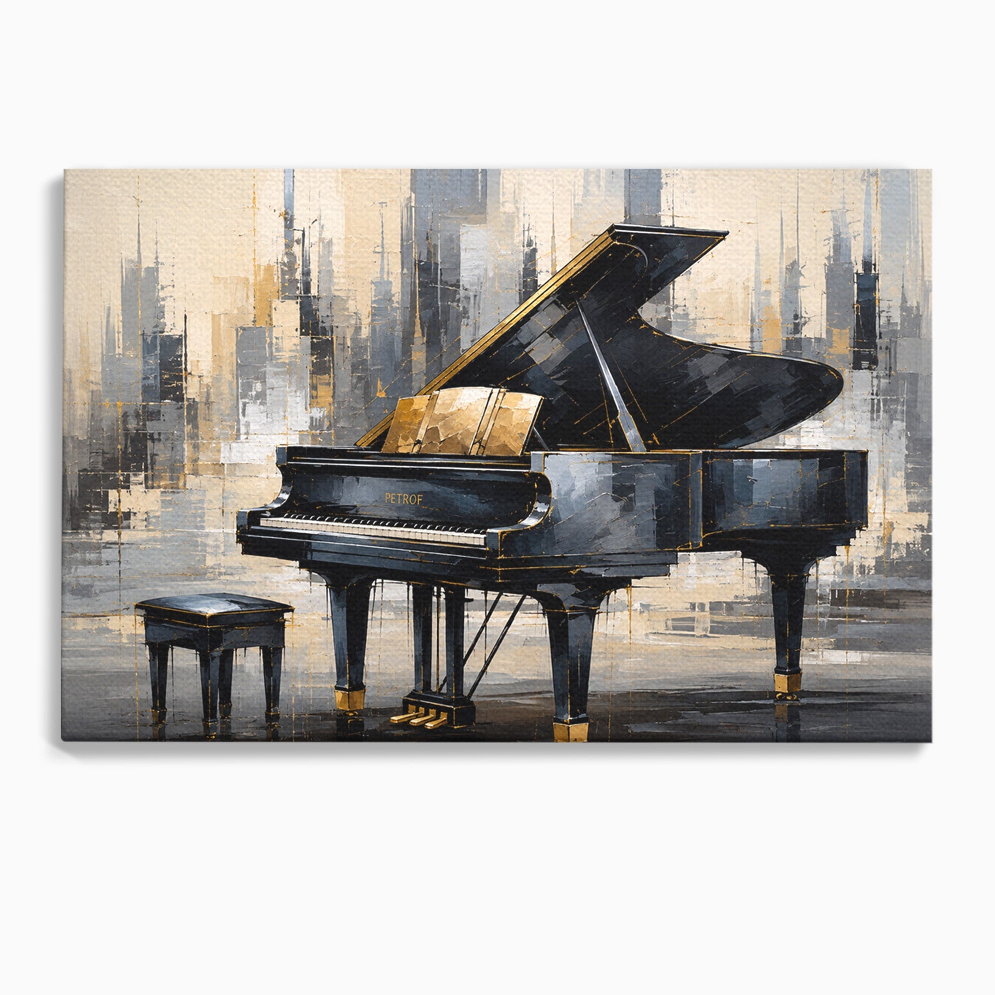 Tablou Canvas Premium LuxCanva® R1011, Pianul Elegant, Pian, Muzica, Abstract, Eleganta, Living, Birou, Culori Vibrante