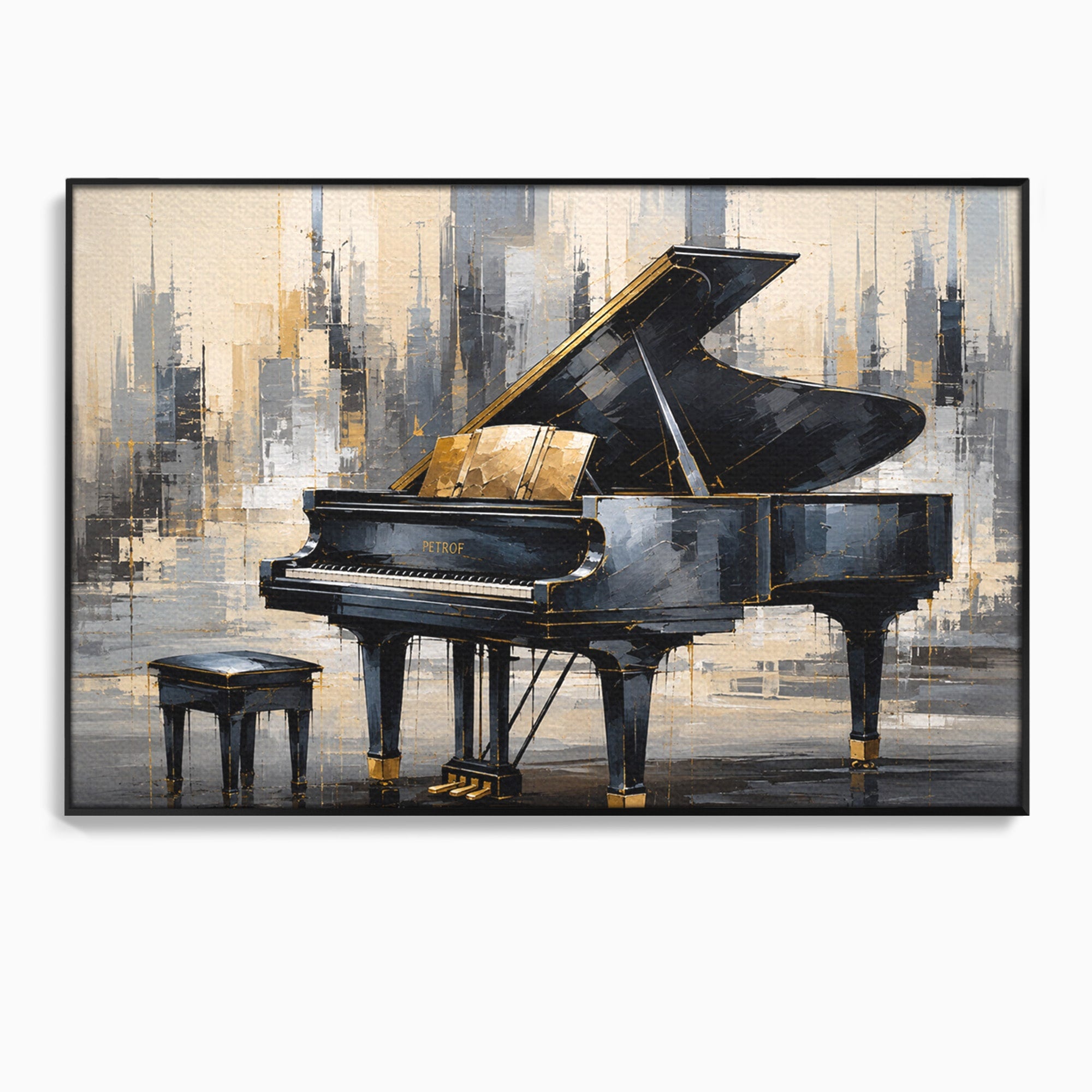 Tablou Canvas Premium LuxCanva® R1011, Pianul Elegant, Pian, Muzica, Abstract, Eleganta, Living, Birou, Culori Vibrante