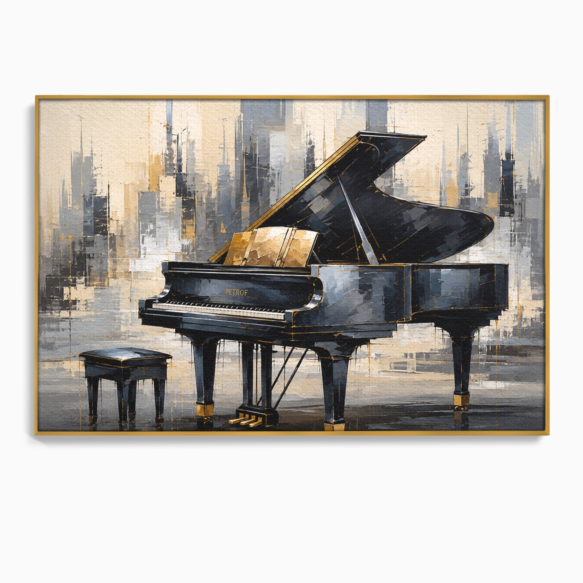 Tablou Canvas Premium LuxCanva® R1011, Pianul Elegant, Pian, Muzica, Abstract, Eleganta, Living, Birou, Culori Vibrante