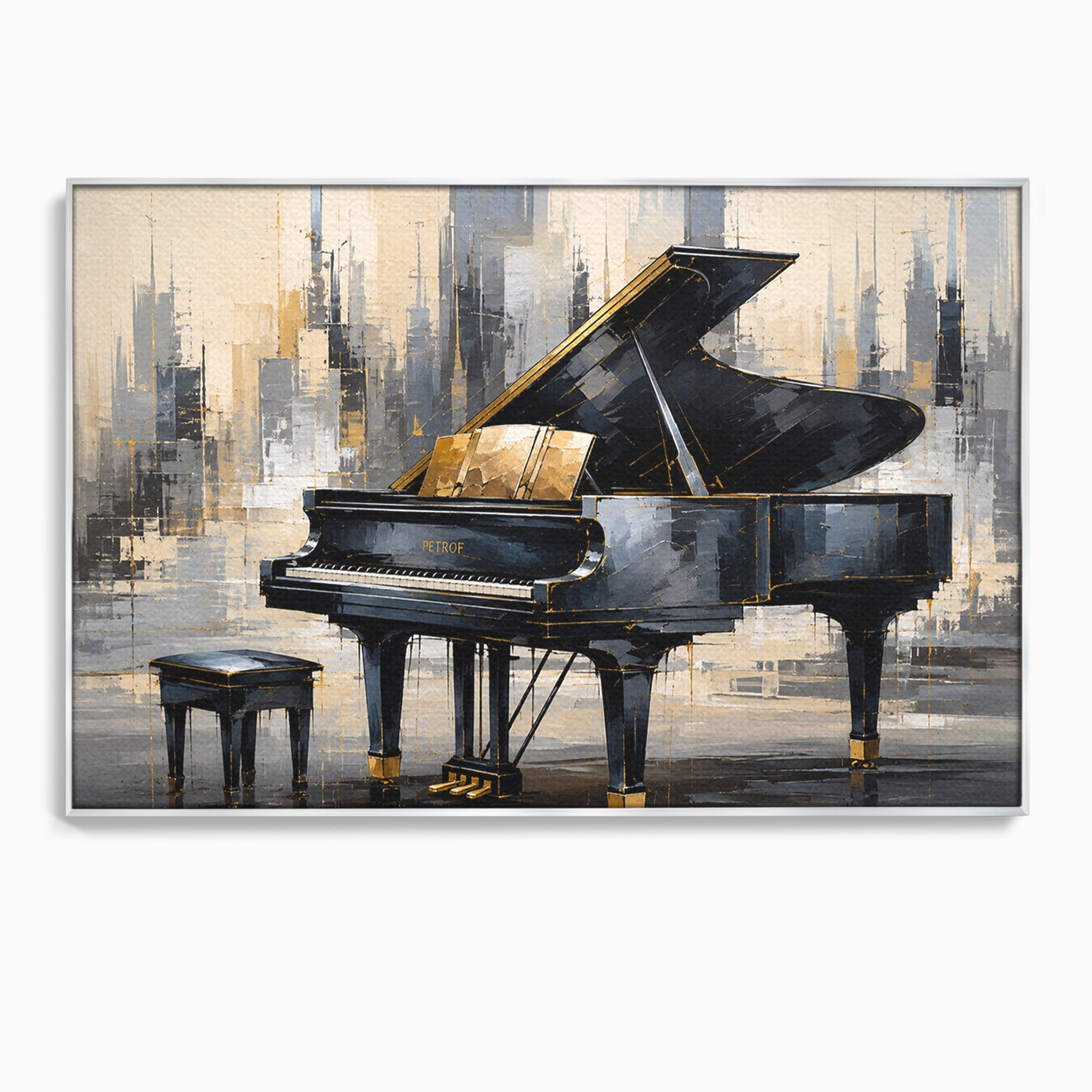 Tablou Canvas Premium LuxCanva® R1011, Pianul Elegant, Pian, Muzica, Abstract, Eleganta, Living, Birou, Culori Vibrante