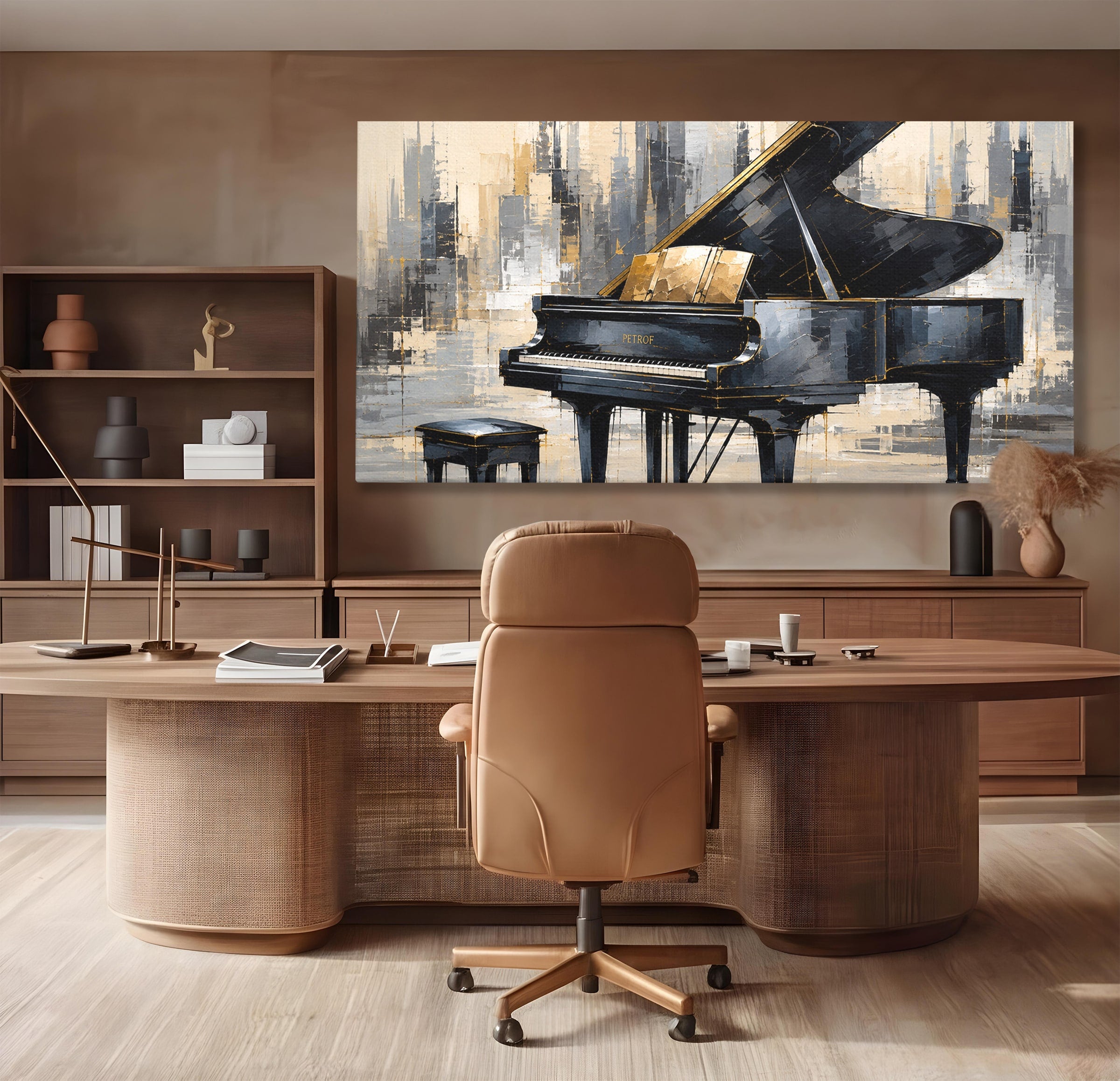 Tablou Canvas Premium LuxCanva® R1011, Pianul Elegant, Pian, Muzica, Abstract, Eleganta, Living, Birou, Culori Vibrante