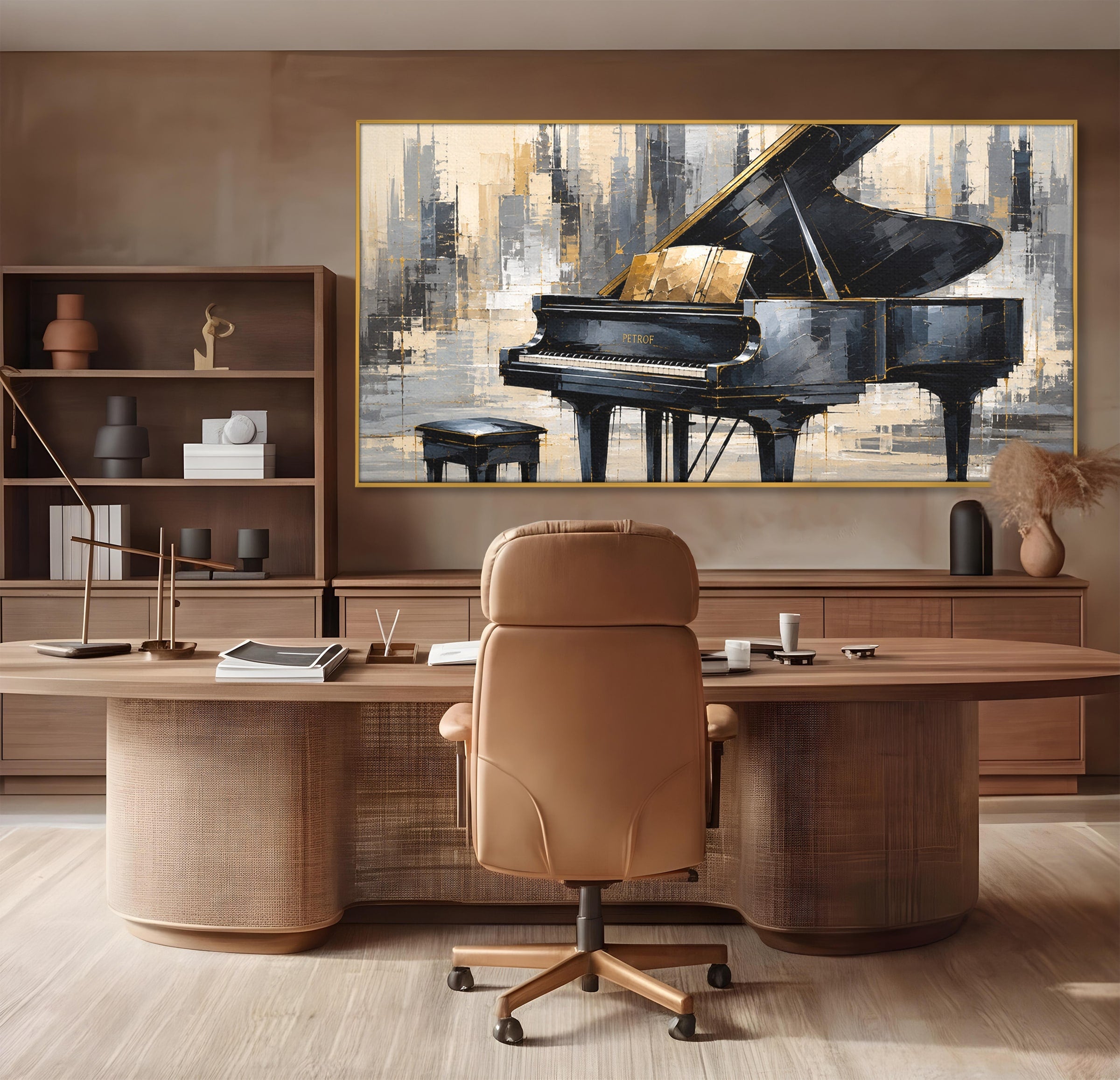 Tablou Canvas Premium LuxCanva® R1011, Pianul Elegant, Pian, Muzica, Abstract, Eleganta, Living, Birou, Culori Vibrante