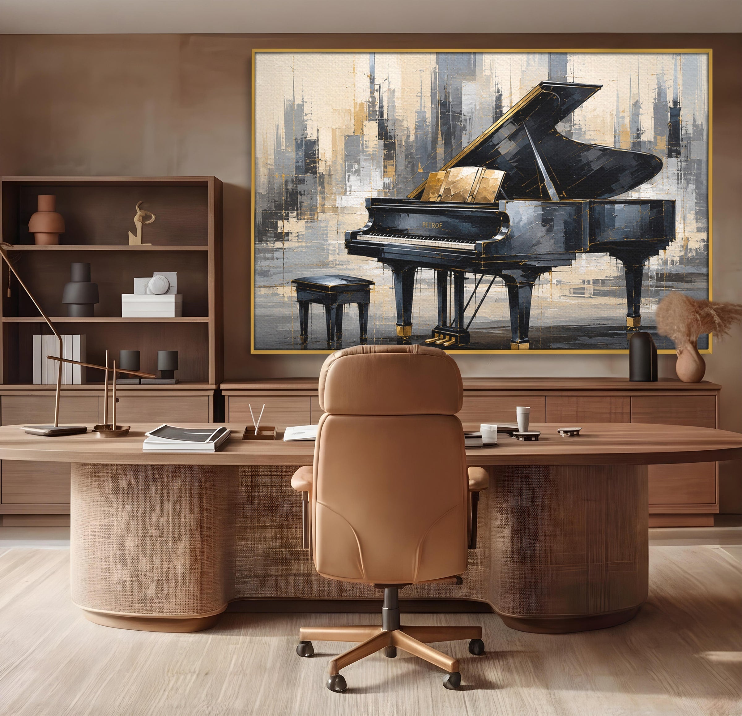 Tablou Canvas Premium LuxCanva® R1011, Pianul Elegant, Pian, Muzica, Abstract, Eleganta, Living, Birou, Culori Vibrante