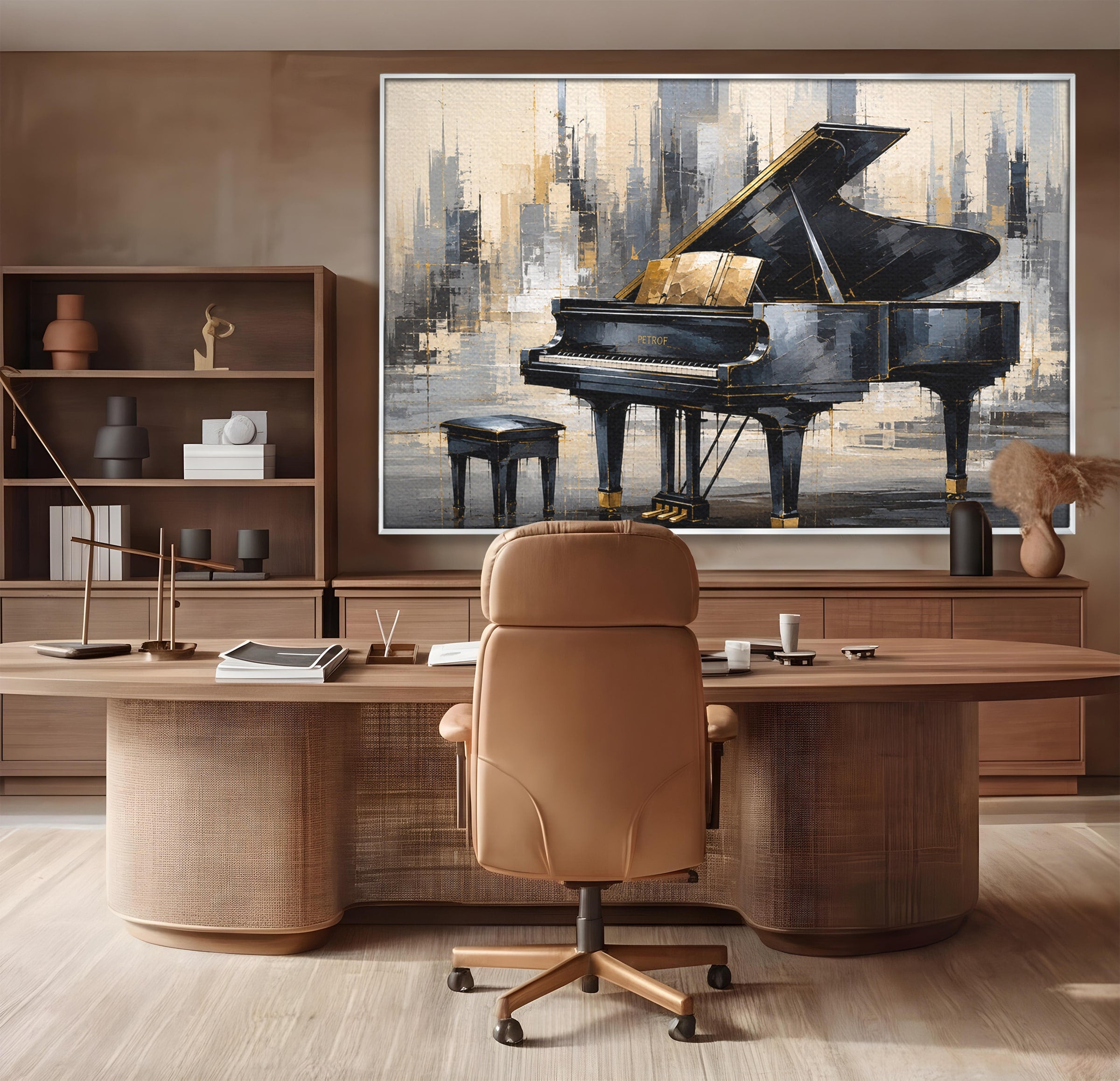 Tablou Canvas Premium LuxCanva® R1011, Pianul Elegant, Pian, Muzica, Abstract, Eleganta, Living, Birou, Culori Vibrante