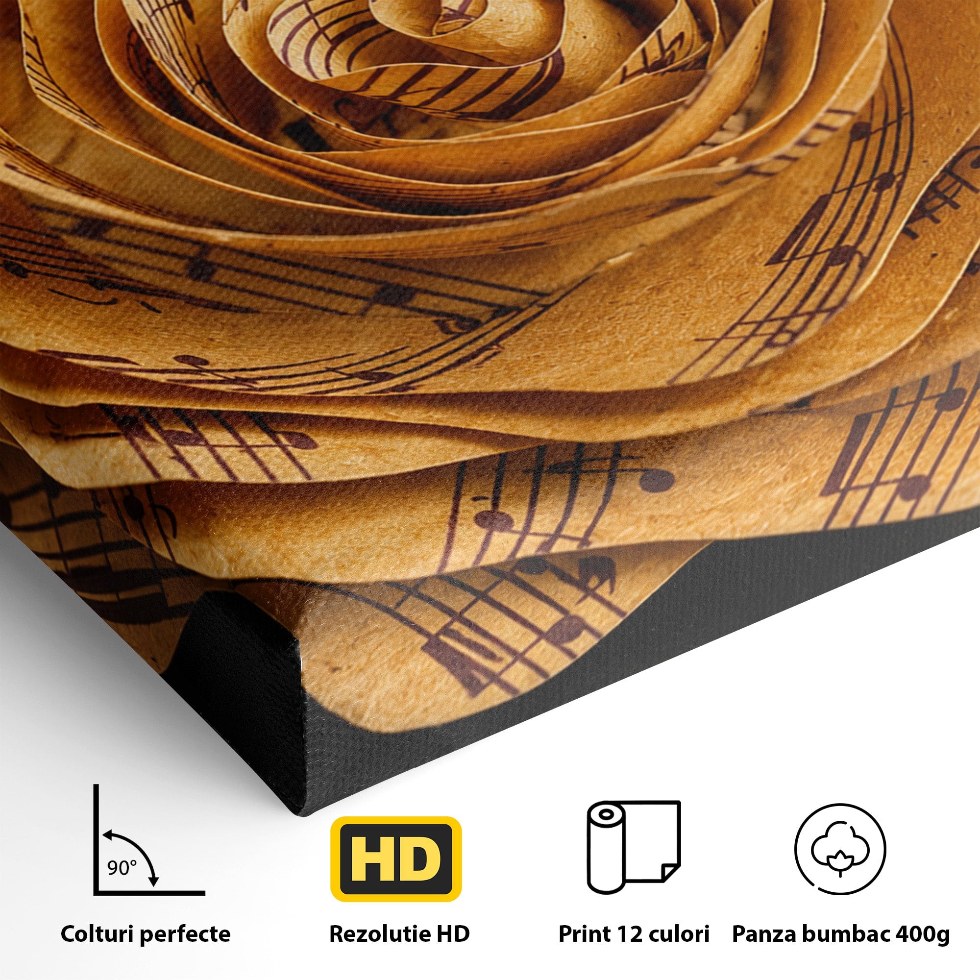 Tablou Canvas Premium LuxCanva® R1012, Trandafir Muzical, Trandafir, Muzica, Arta, Birou, Dormitor, Culori Vibrante