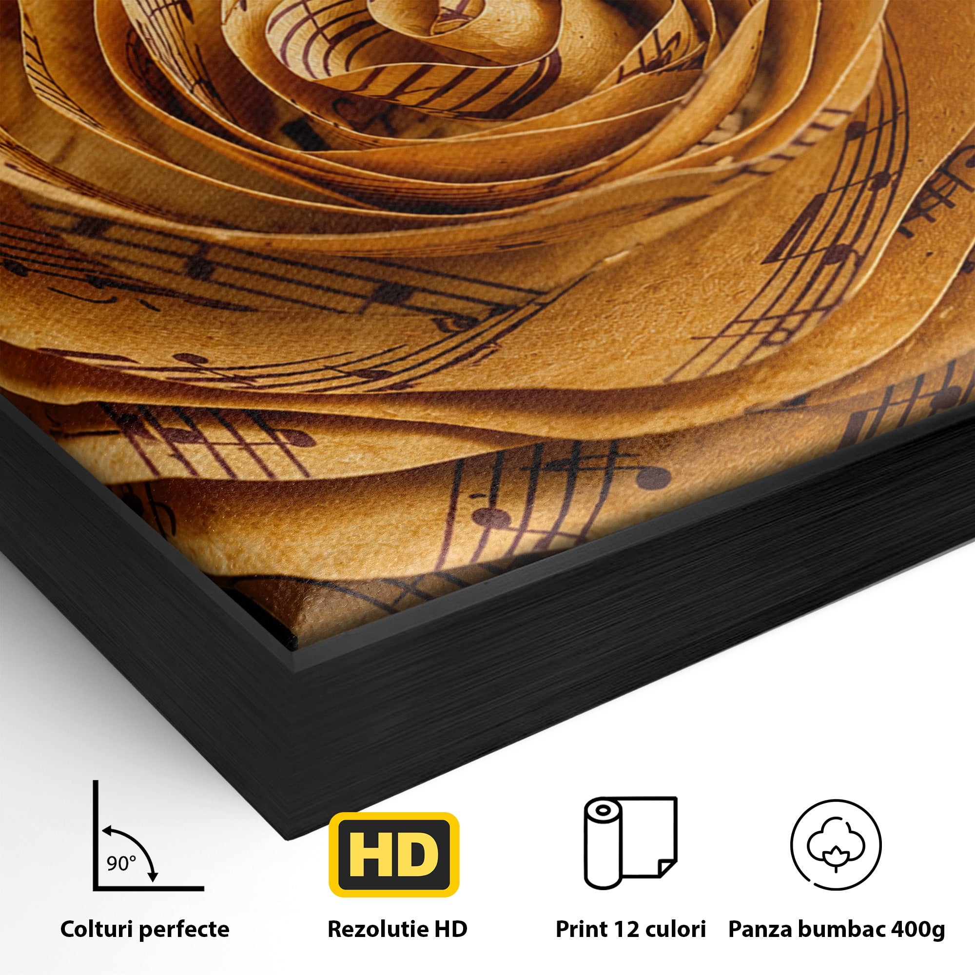 Tablou Canvas Premium LuxCanva® R1012, Trandafir Muzical, Trandafir, Muzica, Arta, Birou, Dormitor, Culori Vibrante