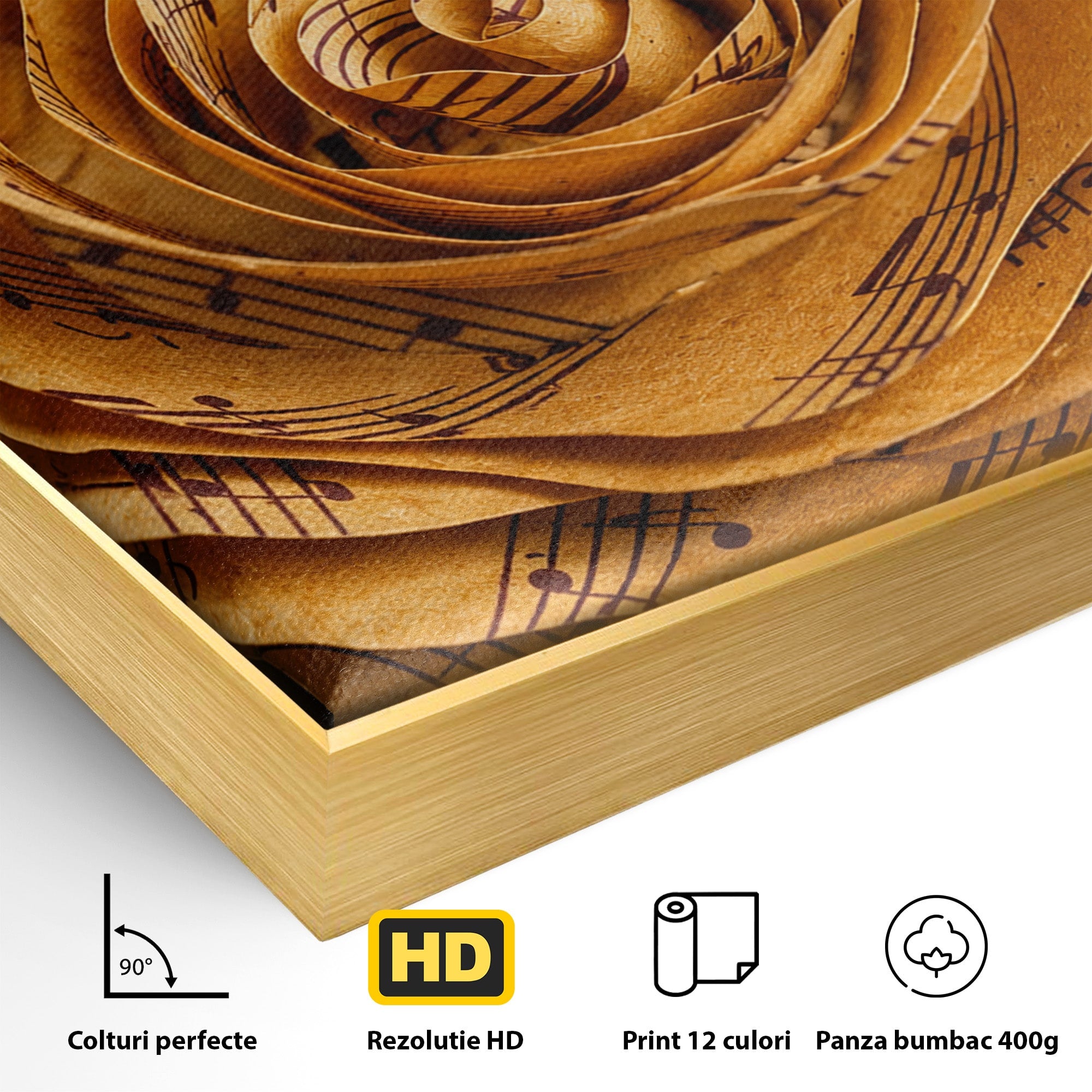 Tablou Canvas Premium LuxCanva® R1012, Trandafir Muzical, Trandafir, Muzica, Arta, Birou, Dormitor, Culori Vibrante