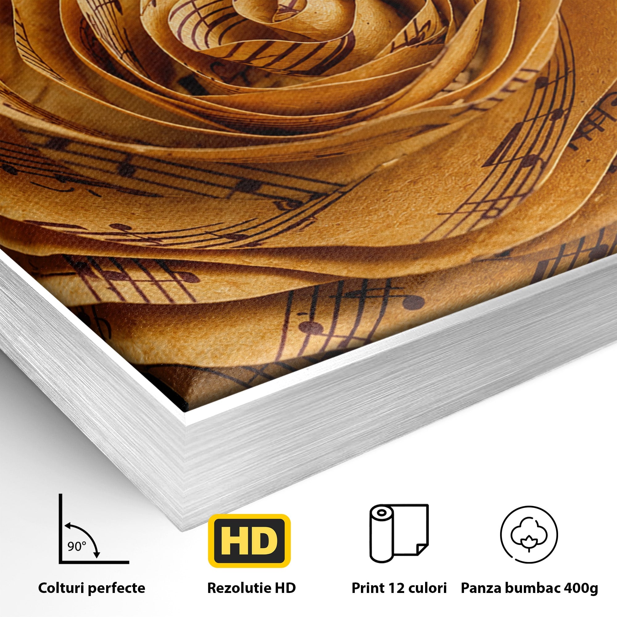 Tablou Canvas Premium LuxCanva® R1012, Trandafir Muzical, Trandafir, Muzica, Arta, Birou, Dormitor, Culori Vibrante