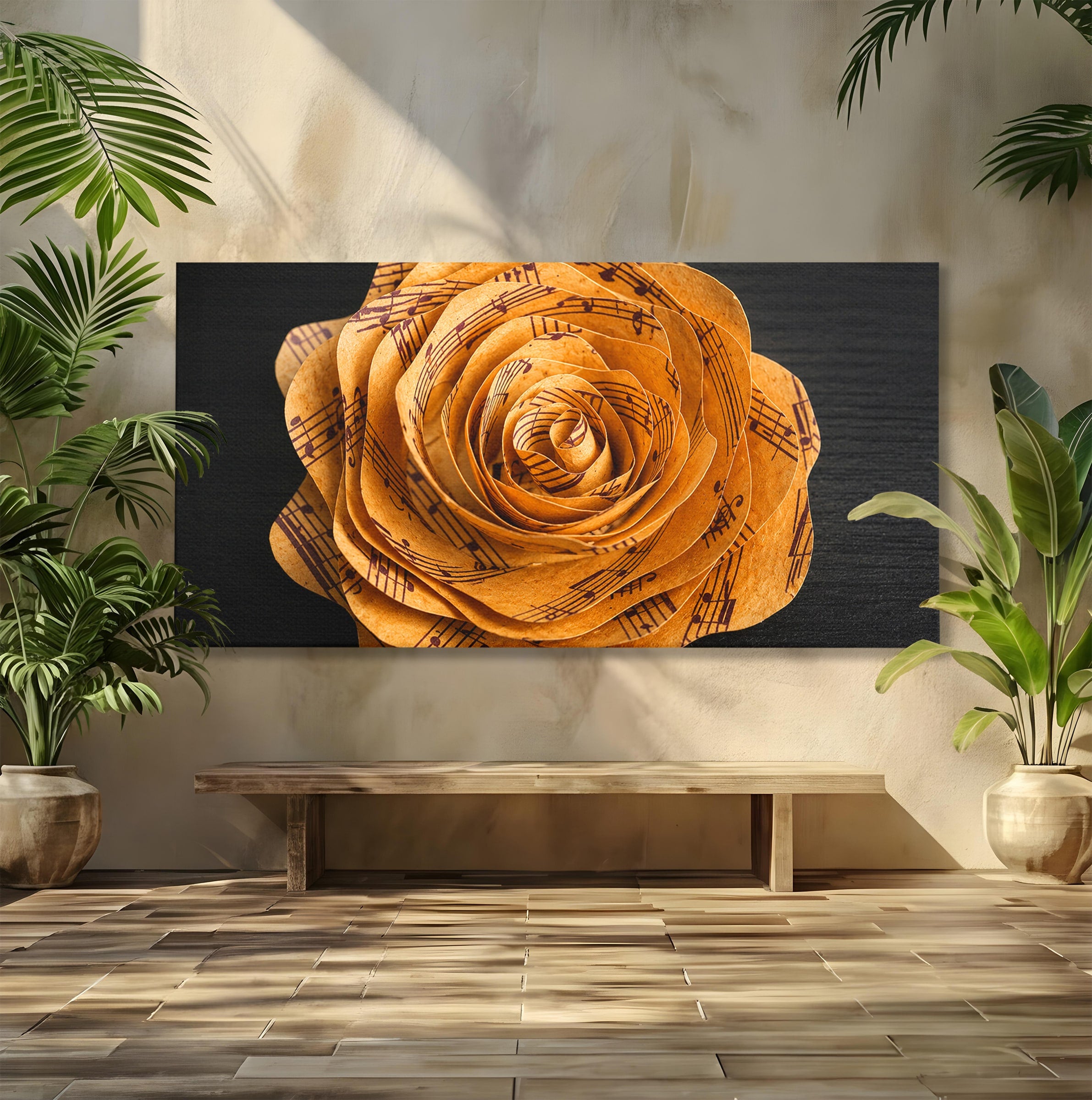 Tablou Canvas Premium LuxCanva® R1012, Trandafir Muzical, Trandafir, Muzica, Arta, Birou, Dormitor, Culori Vibrante