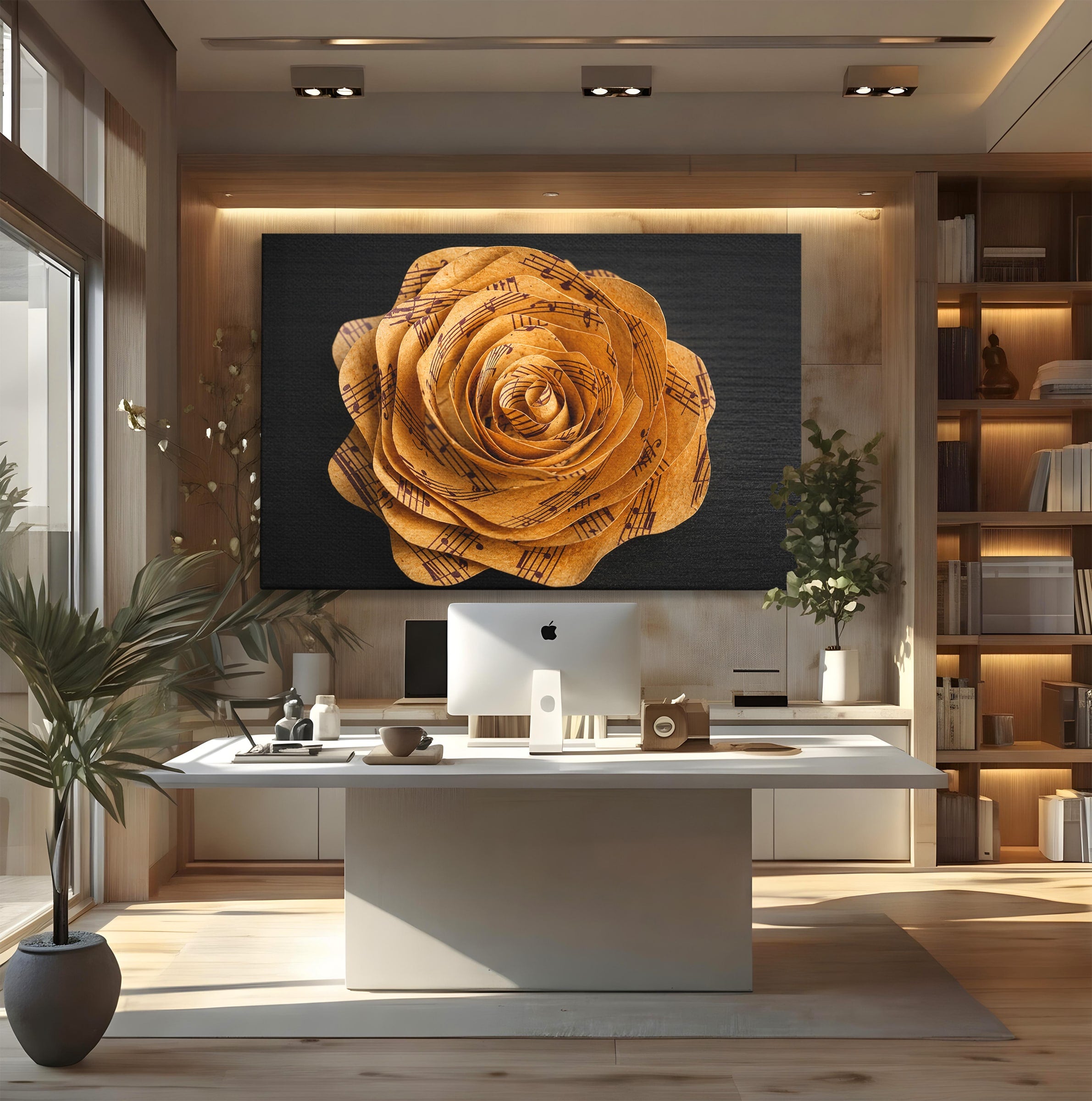 Tablou Canvas Premium LuxCanva® R1012, Trandafir Muzical, Trandafir, Muzica, Arta, Birou, Dormitor, Culori Vibrante