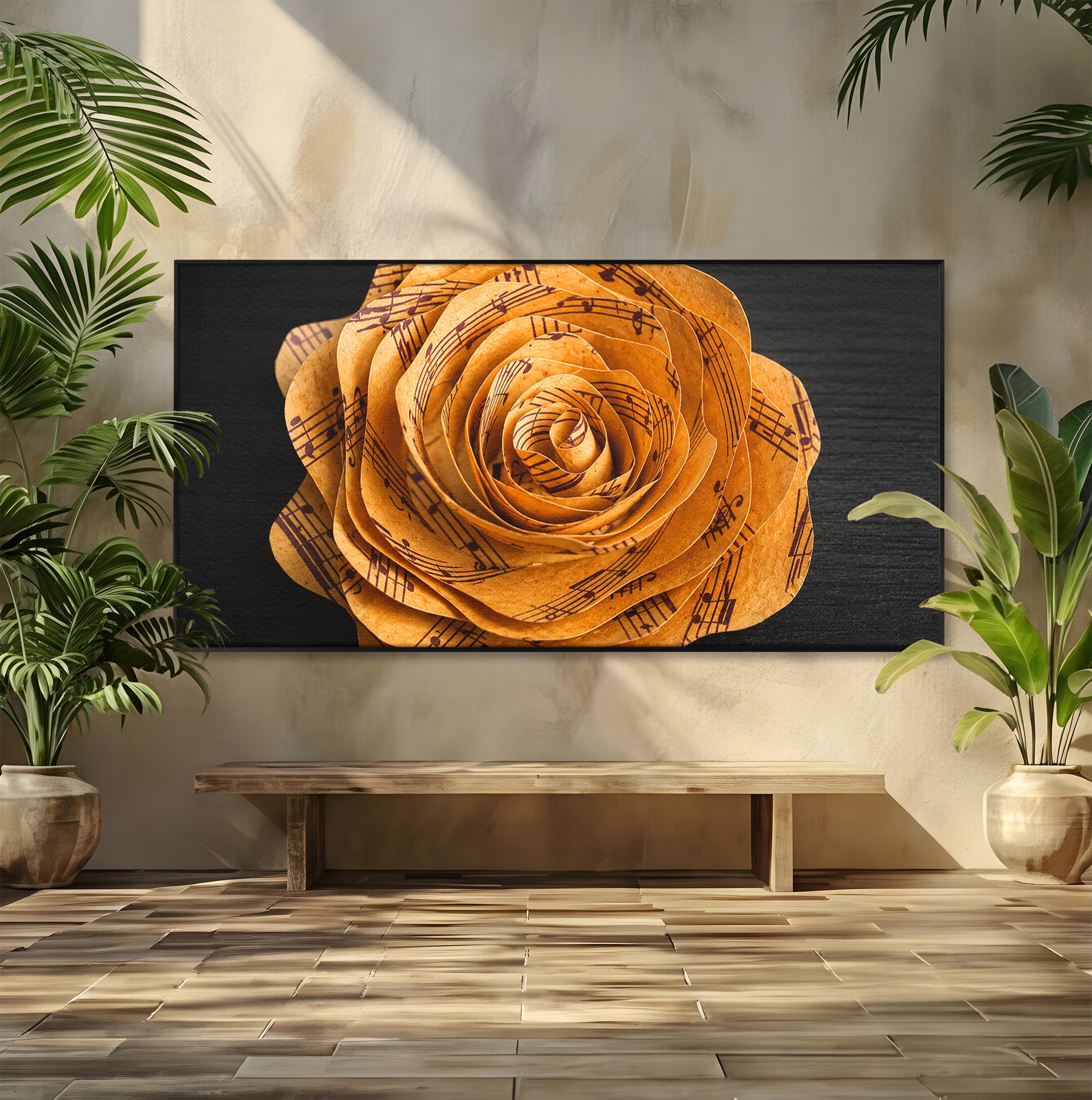 Tablou Canvas Premium LuxCanva® R1012, Trandafir Muzical, Trandafir, Muzica, Arta, Birou, Dormitor, Culori Vibrante