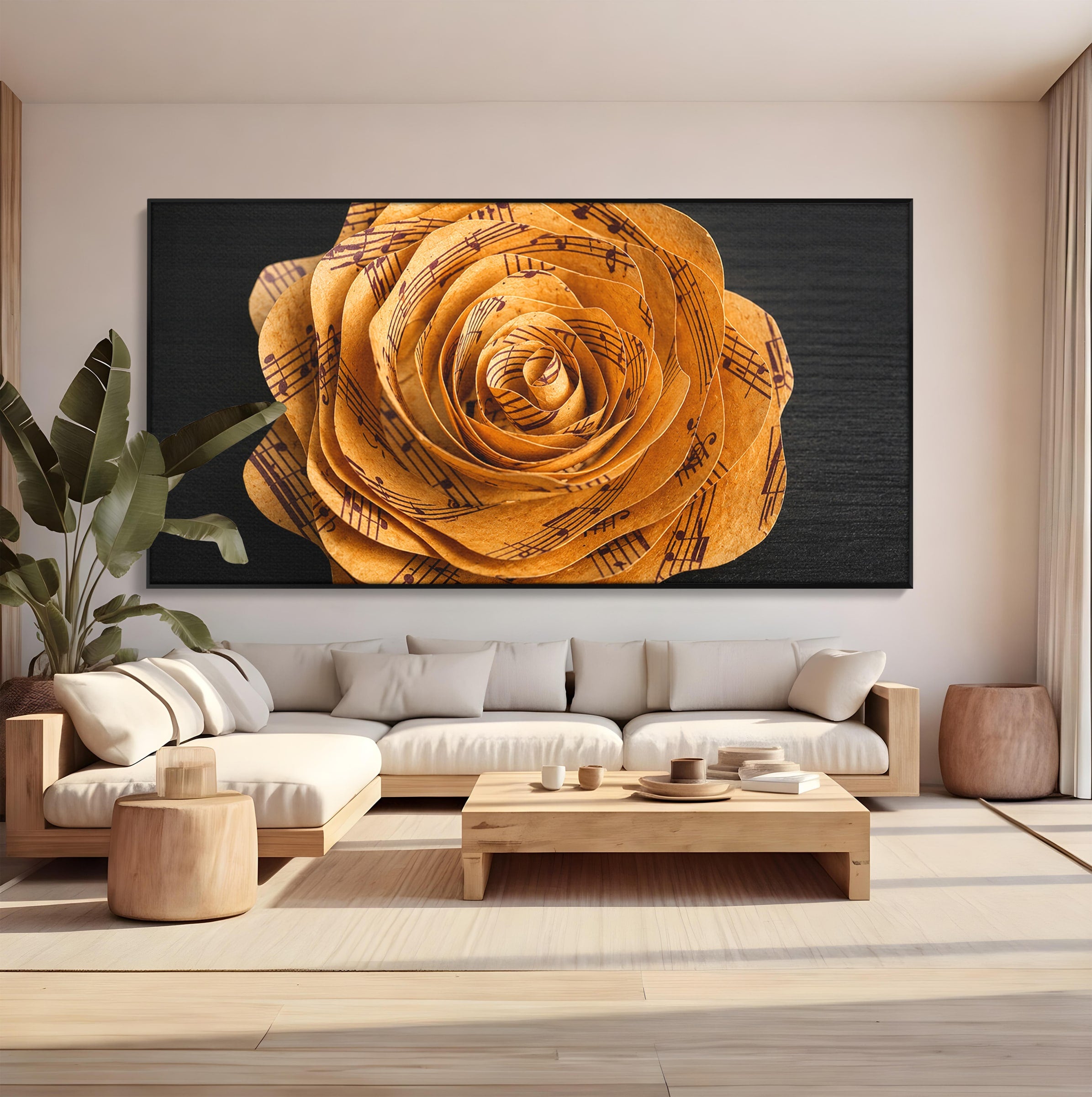 Tablou Canvas Premium LuxCanva® R1012, Trandafir Muzical, Trandafir, Muzica, Arta, Birou, Dormitor, Culori Vibrante
