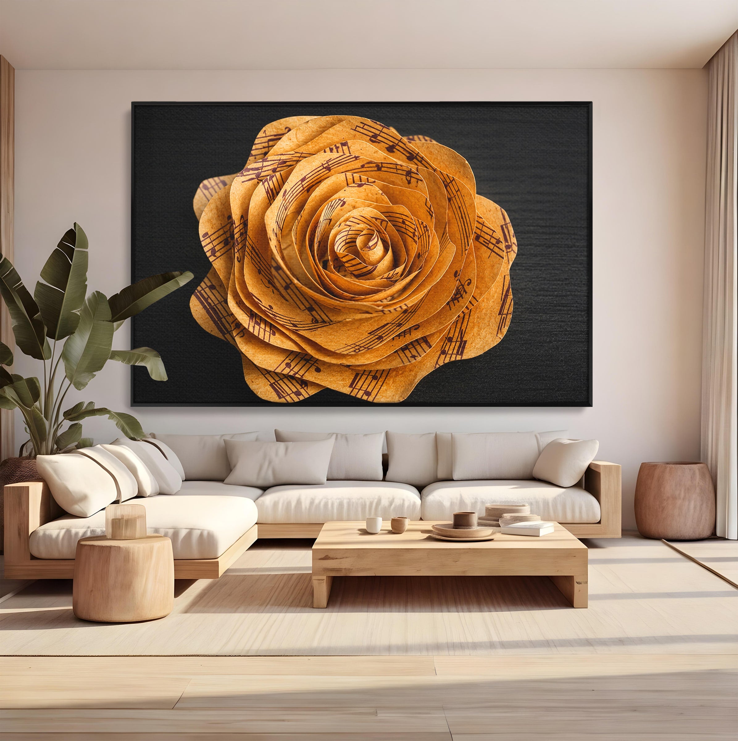 Tablou Canvas Premium LuxCanva® R1012, Trandafir Muzical, Trandafir, Muzica, Arta, Birou, Dormitor, Culori Vibrante