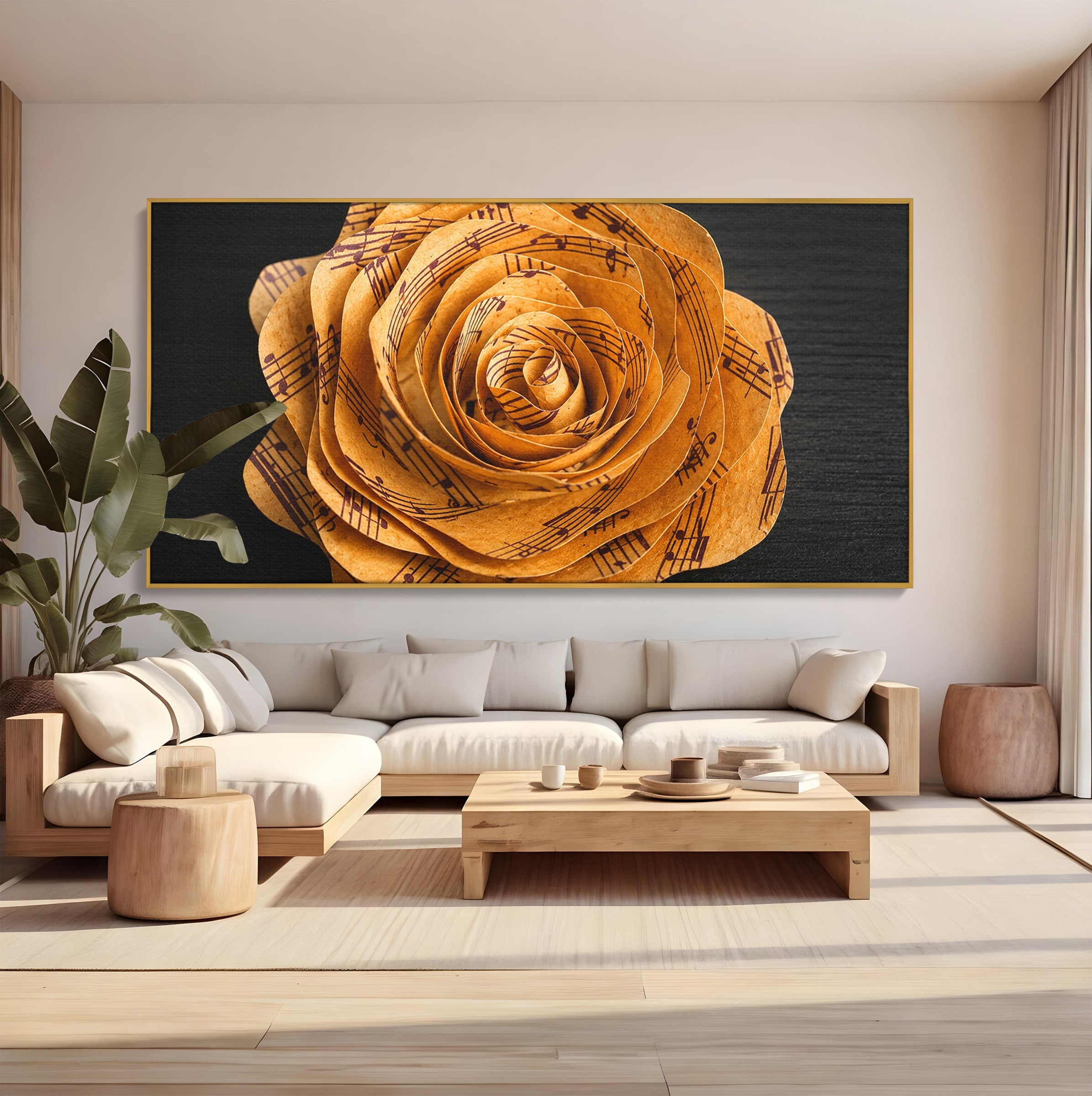 Tablou Canvas Premium LuxCanva® R1012, Trandafir Muzical, Trandafir, Muzica, Arta, Birou, Dormitor, Culori Vibrante