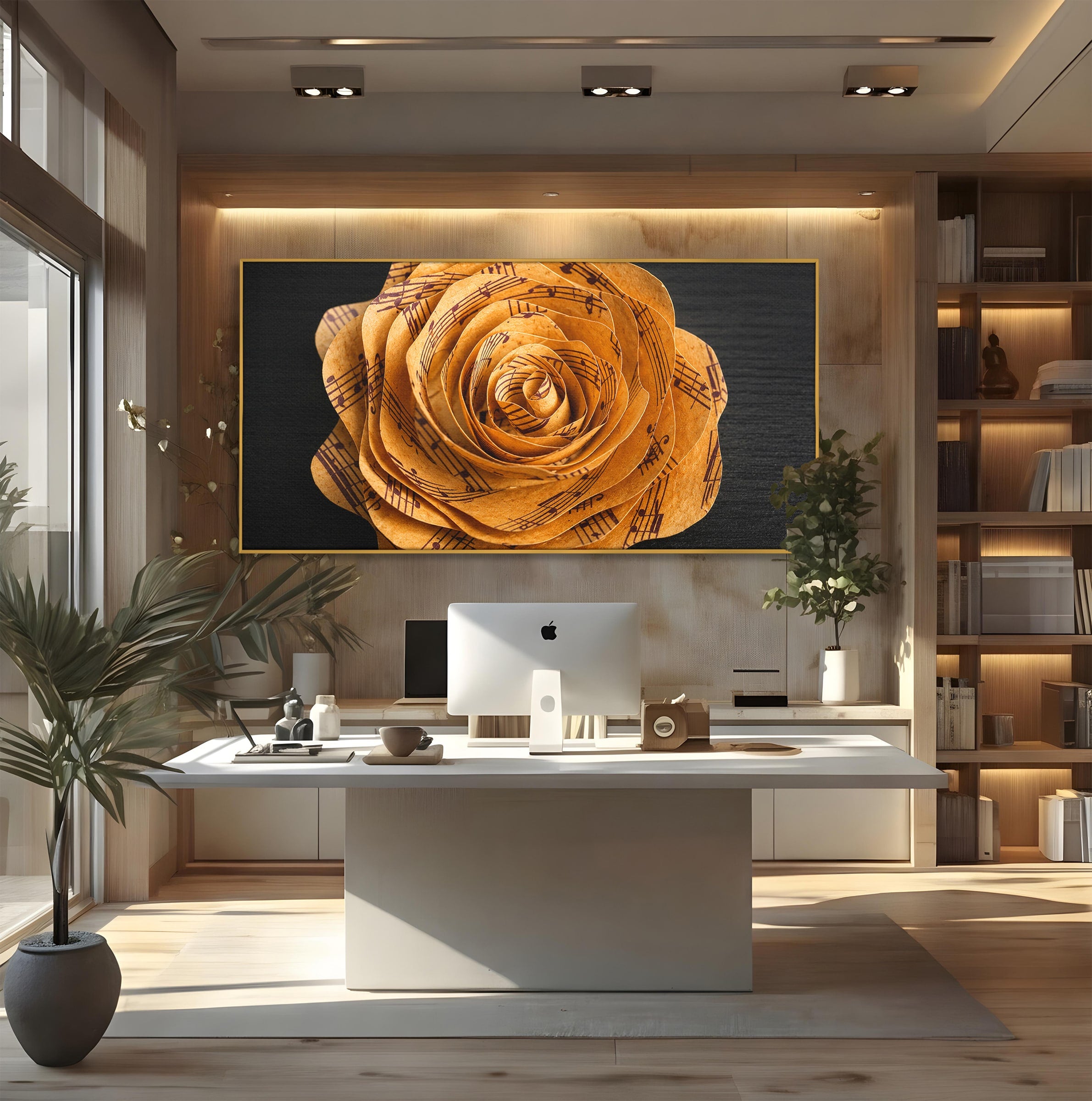 Tablou Canvas Premium LuxCanva® R1012, Trandafir Muzical, Trandafir, Muzica, Arta, Birou, Dormitor, Culori Vibrante