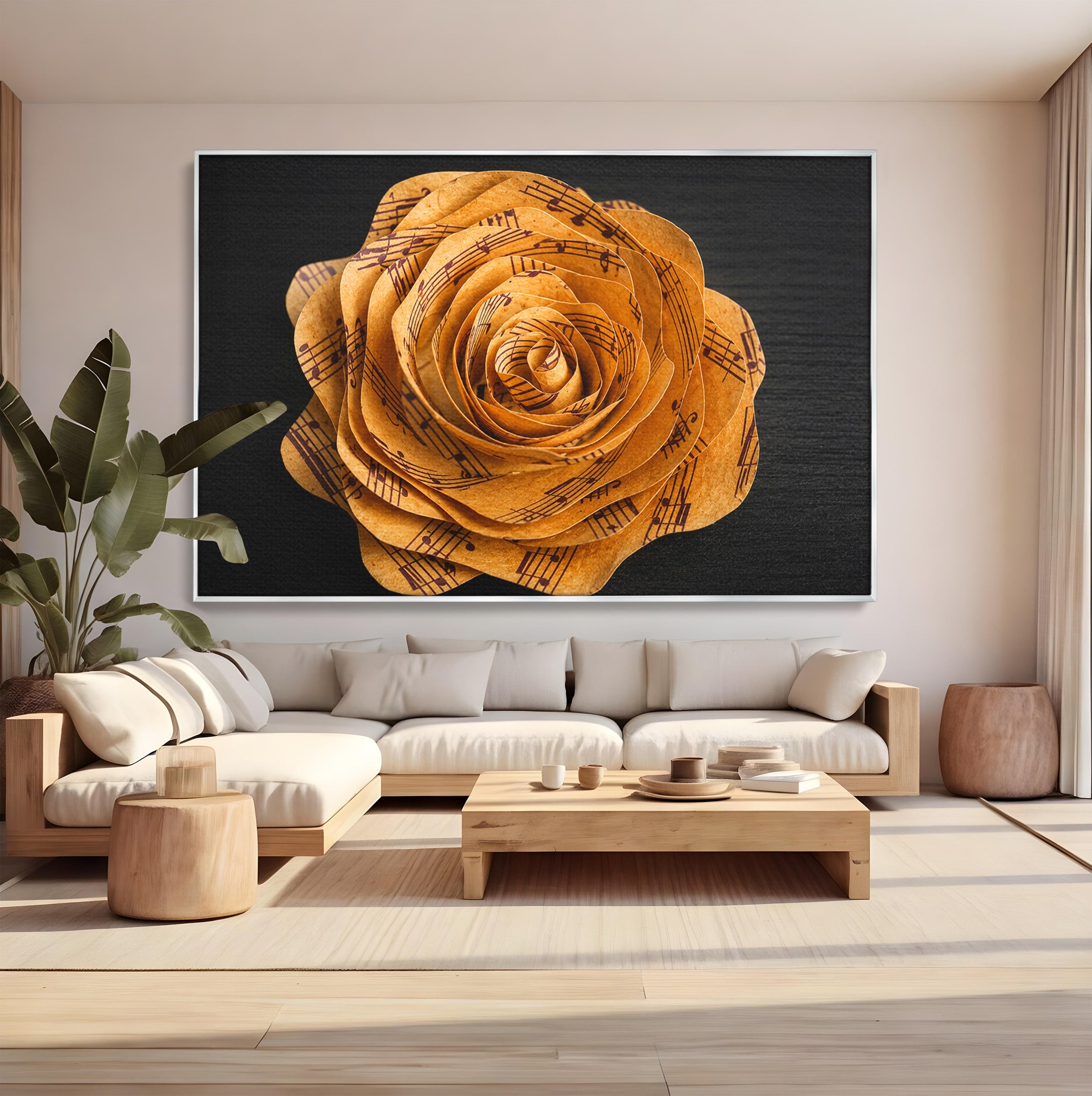 Tablou Canvas Premium LuxCanva® R1012, Trandafir Muzical, Trandafir, Muzica, Arta, Birou, Dormitor, Culori Vibrante