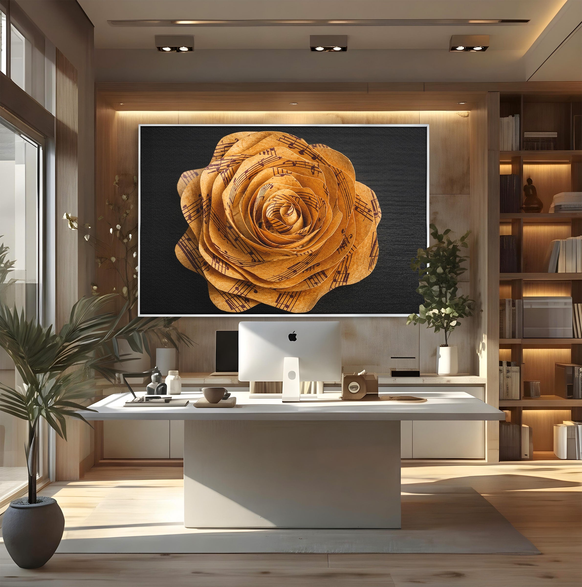 Tablou Canvas Premium LuxCanva® R1012, Trandafir Muzical, Trandafir, Muzica, Arta, Birou, Dormitor, Culori Vibrante