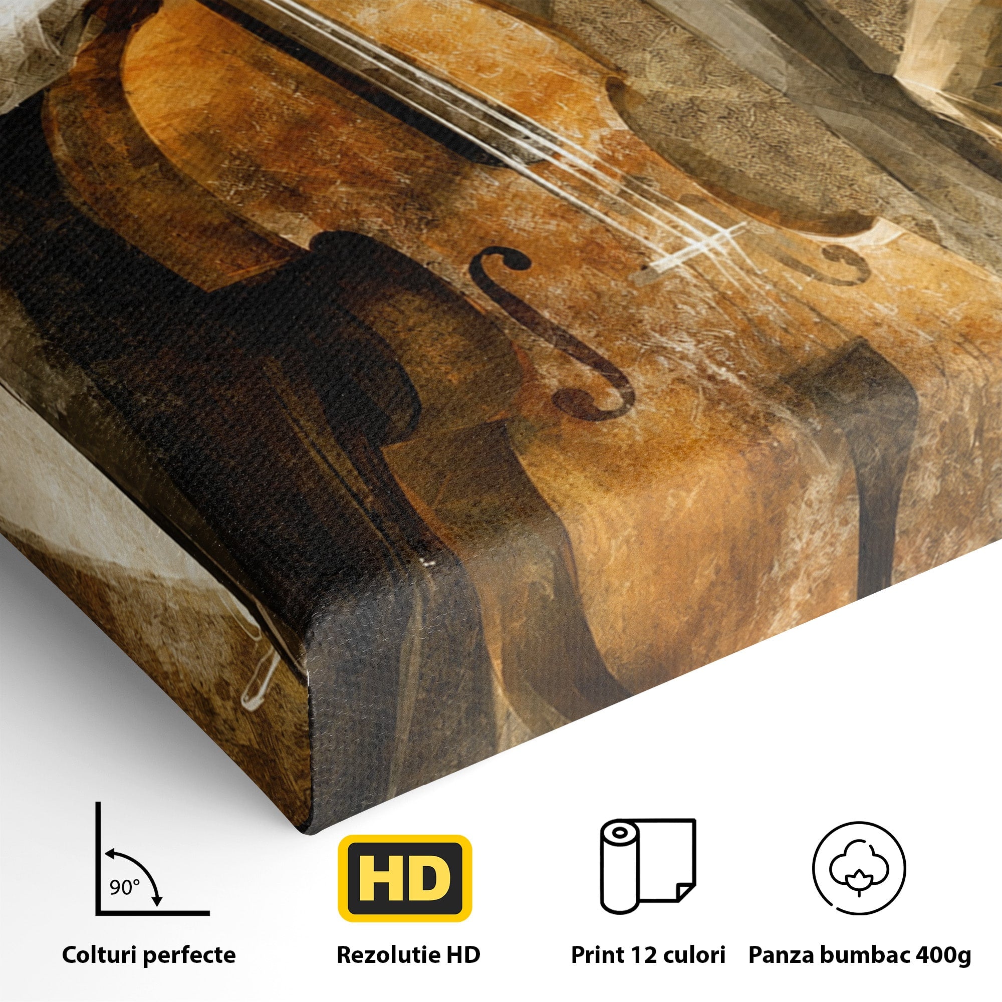 Tablou Canvas Premium LuxCanva® R1014, Trio Muzical de Jazz, Jazz, Muzica, Instrumente, Arta, Living, Birou, Culori Vibrante
