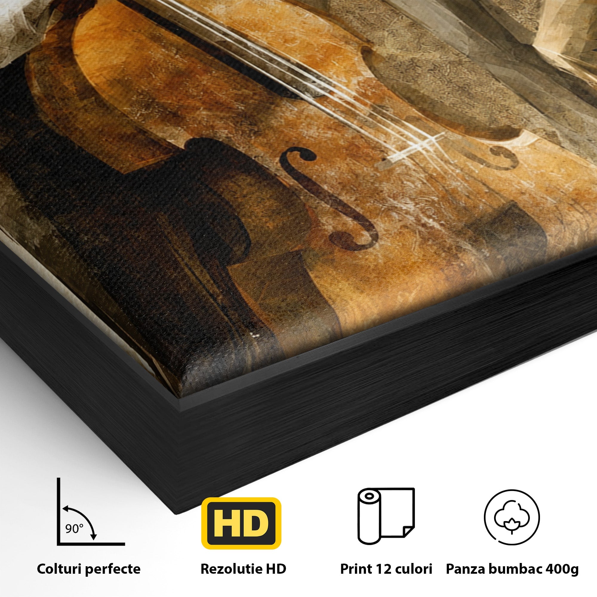 Tablou Canvas Premium LuxCanva® R1014, Trio Muzical de Jazz, Jazz, Muzica, Instrumente, Arta, Living, Birou, Culori Vibrante