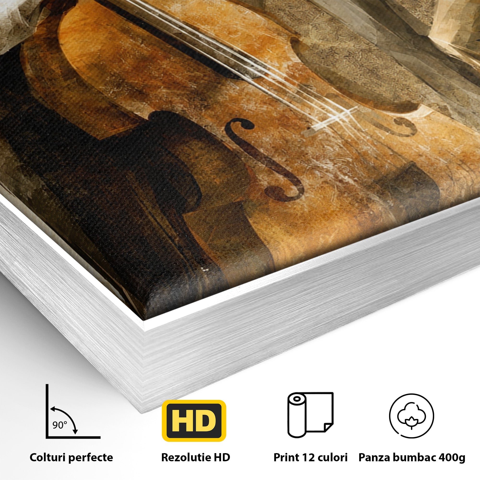 Tablou Canvas Premium LuxCanva® R1014, Trio Muzical de Jazz, Jazz, Muzica, Instrumente, Arta, Living, Birou, Culori Vibrante