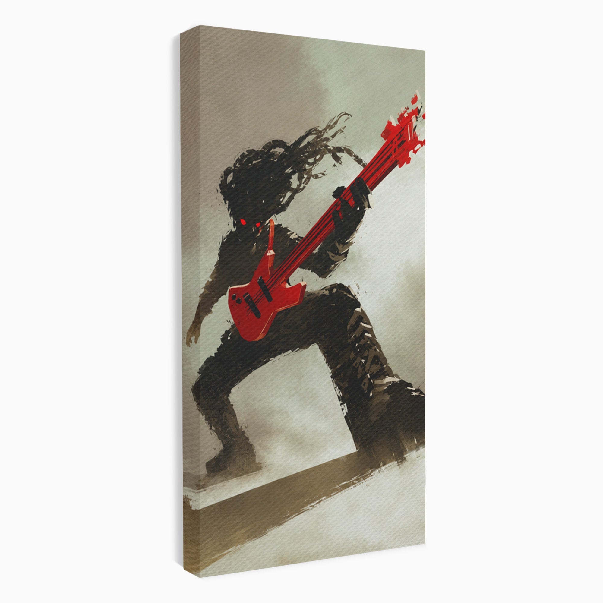Tablou Canvas Premium LuxCanva® R1015, Chitaristul Umbrelor, Chitarist, Muzica, Rock, Dinamism, Dormitor, Culori Vibrante