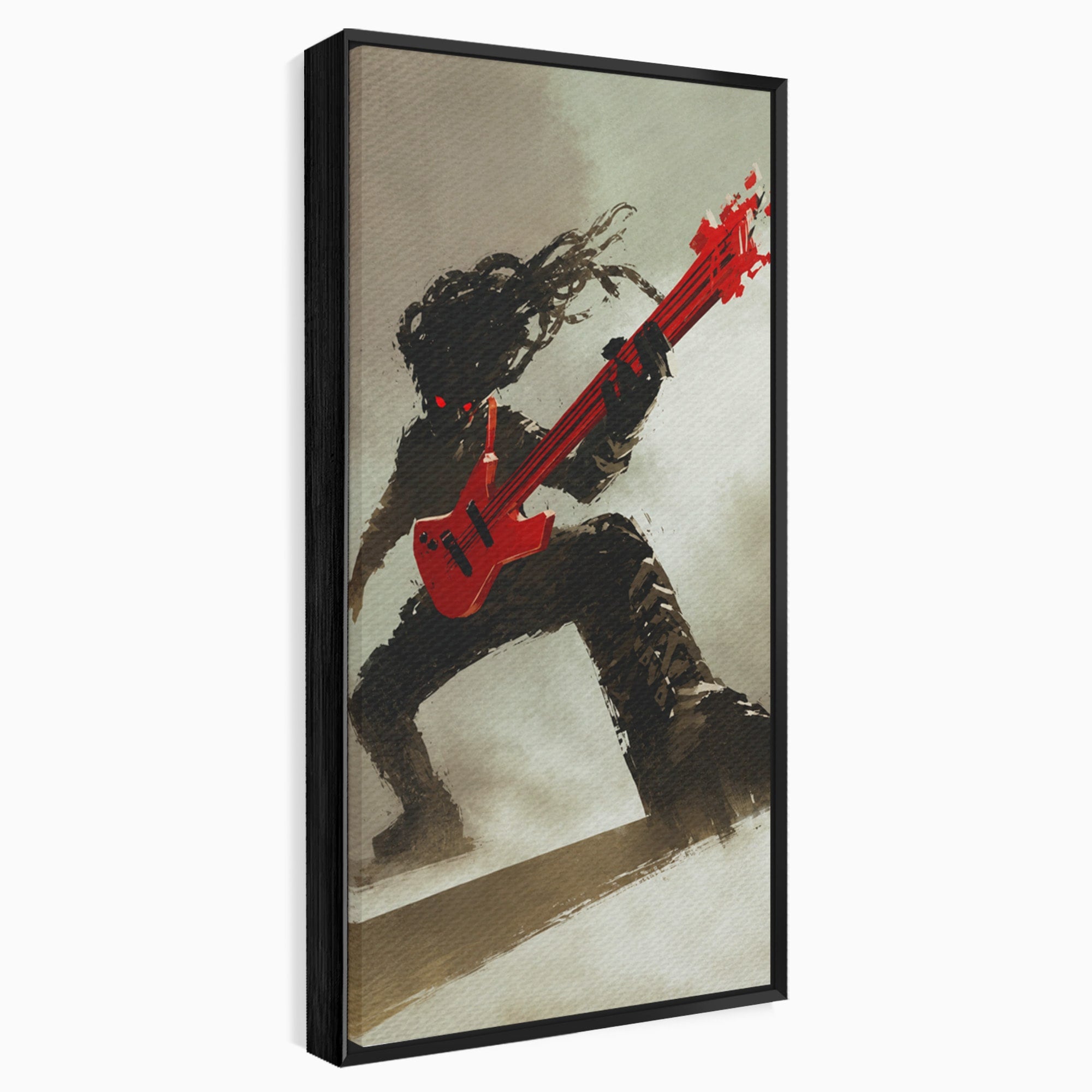 Tablou Canvas Premium LuxCanva® R1015, Chitaristul Umbrelor, Chitarist, Muzica, Rock, Dinamism, Dormitor, Culori Vibrante