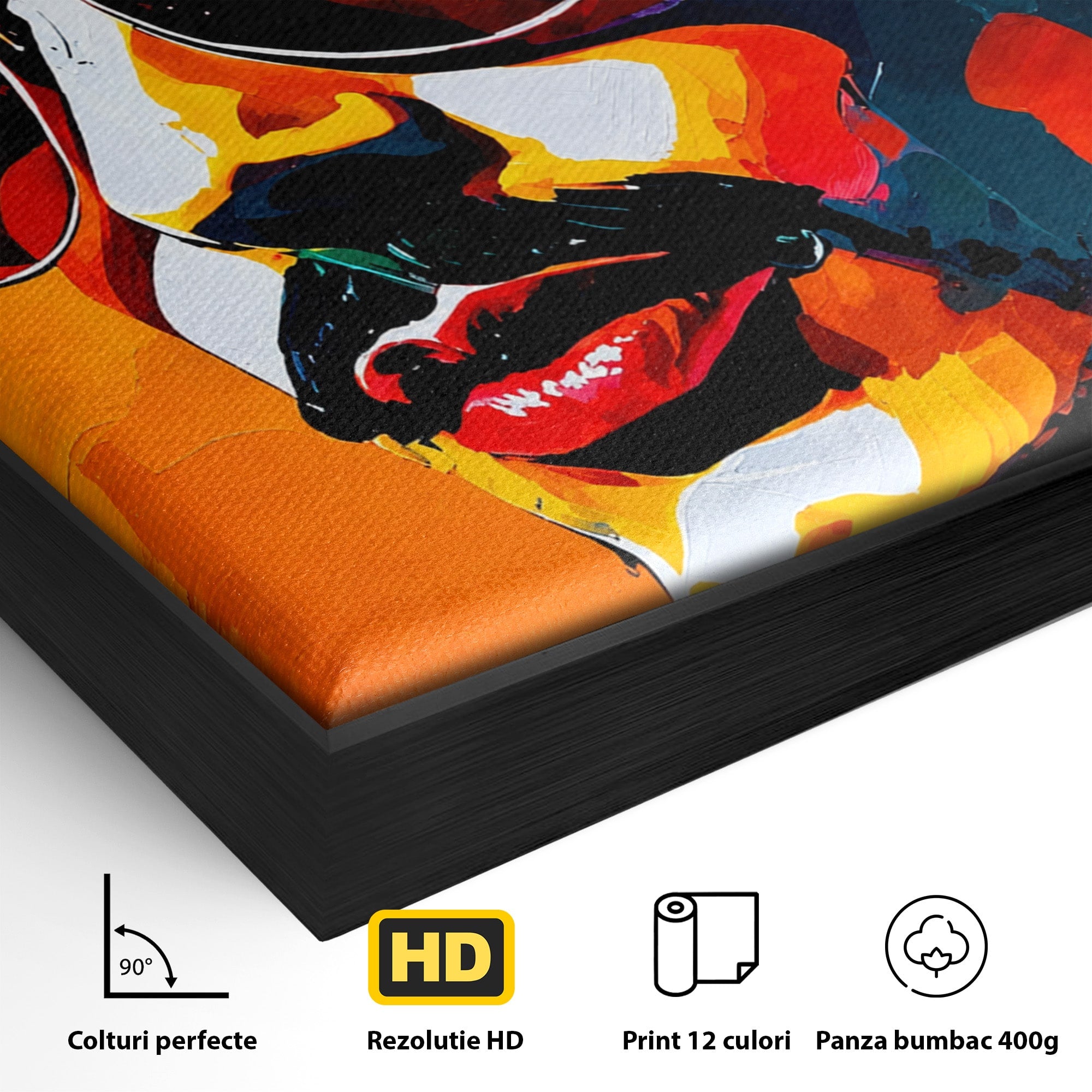 Tablou Canvas Premium LuxCanva® R1017, Portret Rock Iconic, Portret, Muzica, Rock, Living, Arta, Culori Vibrante