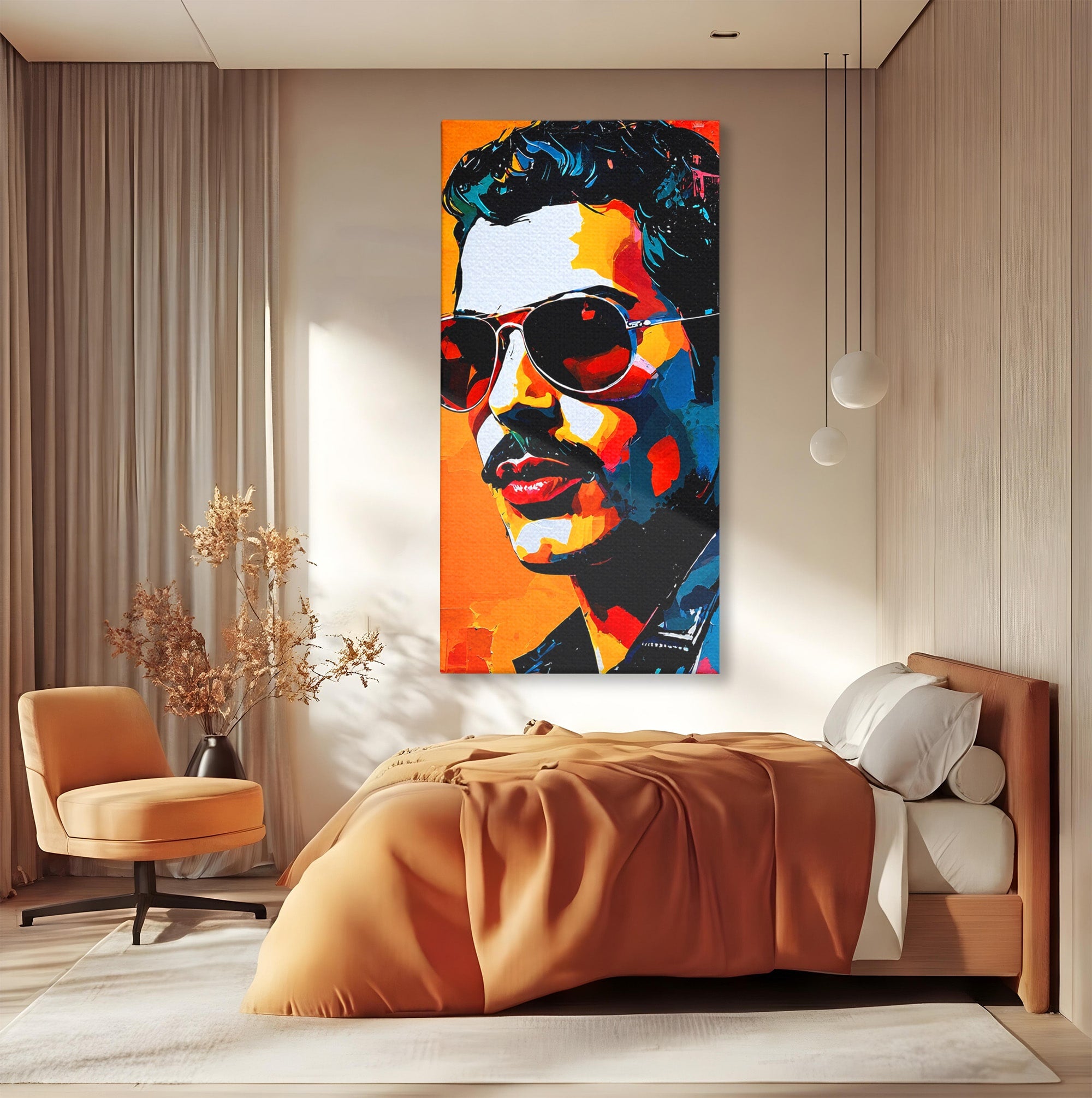 Tablou Canvas Premium LuxCanva® R1017, Portret Rock Iconic, Portret, Muzica, Rock, Living, Arta, Culori Vibrante