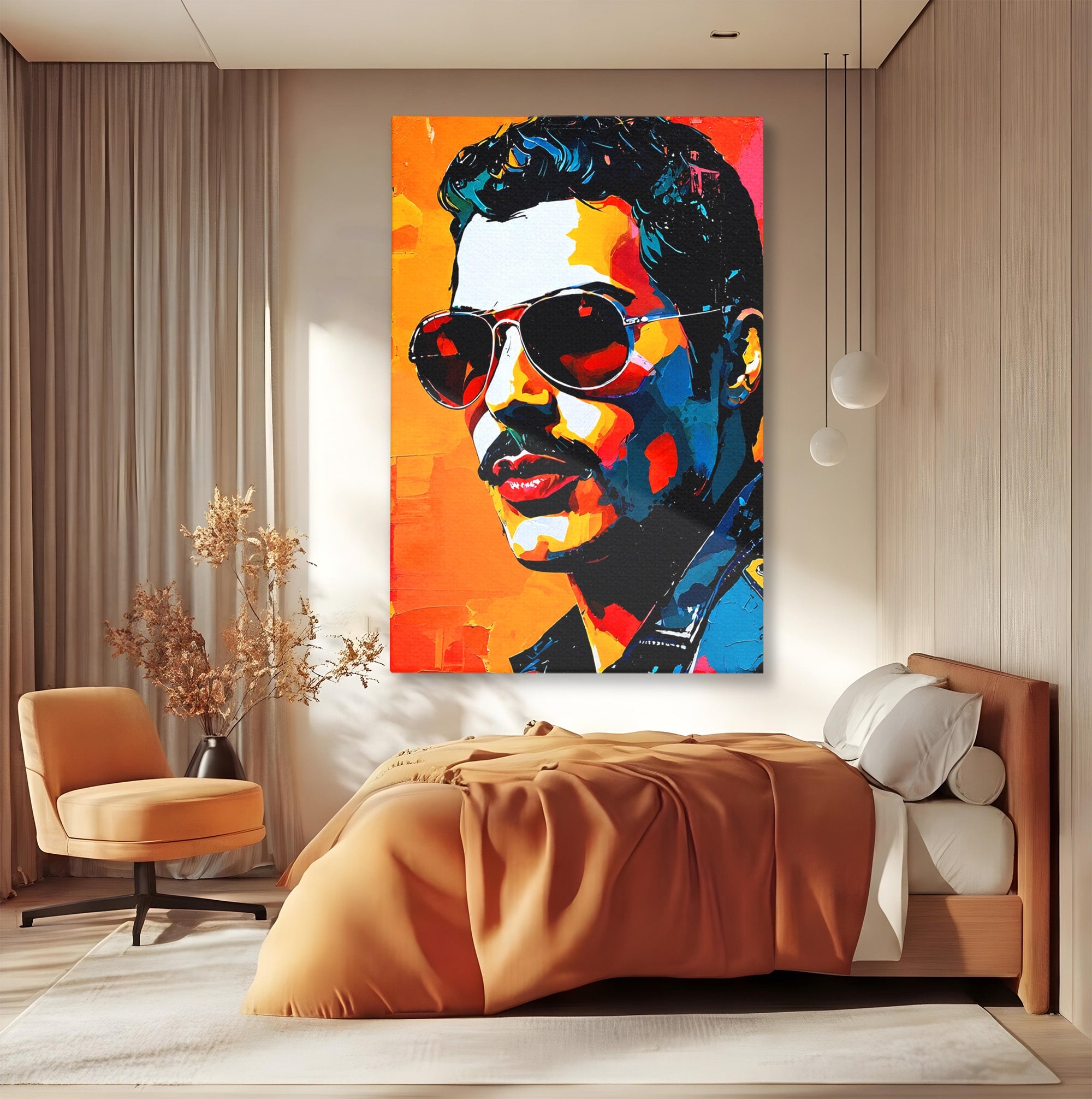 Tablou Canvas Premium LuxCanva® R1017, Portret Rock Iconic, Portret, Muzica, Rock, Living, Arta, Culori Vibrante