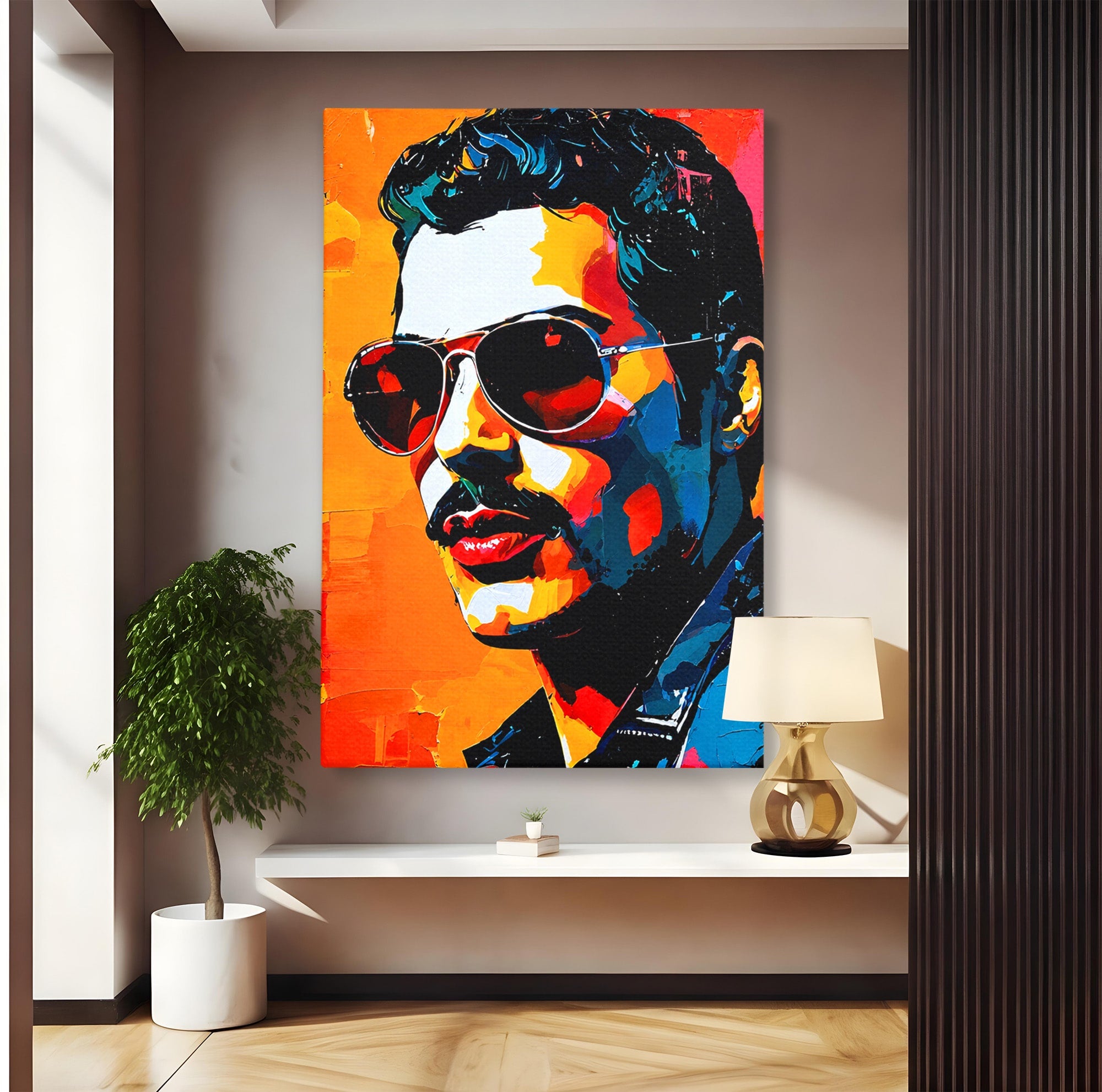 Tablou Canvas Premium LuxCanva® R1017, Portret Rock Iconic, Portret, Muzica, Rock, Living, Arta, Culori Vibrante