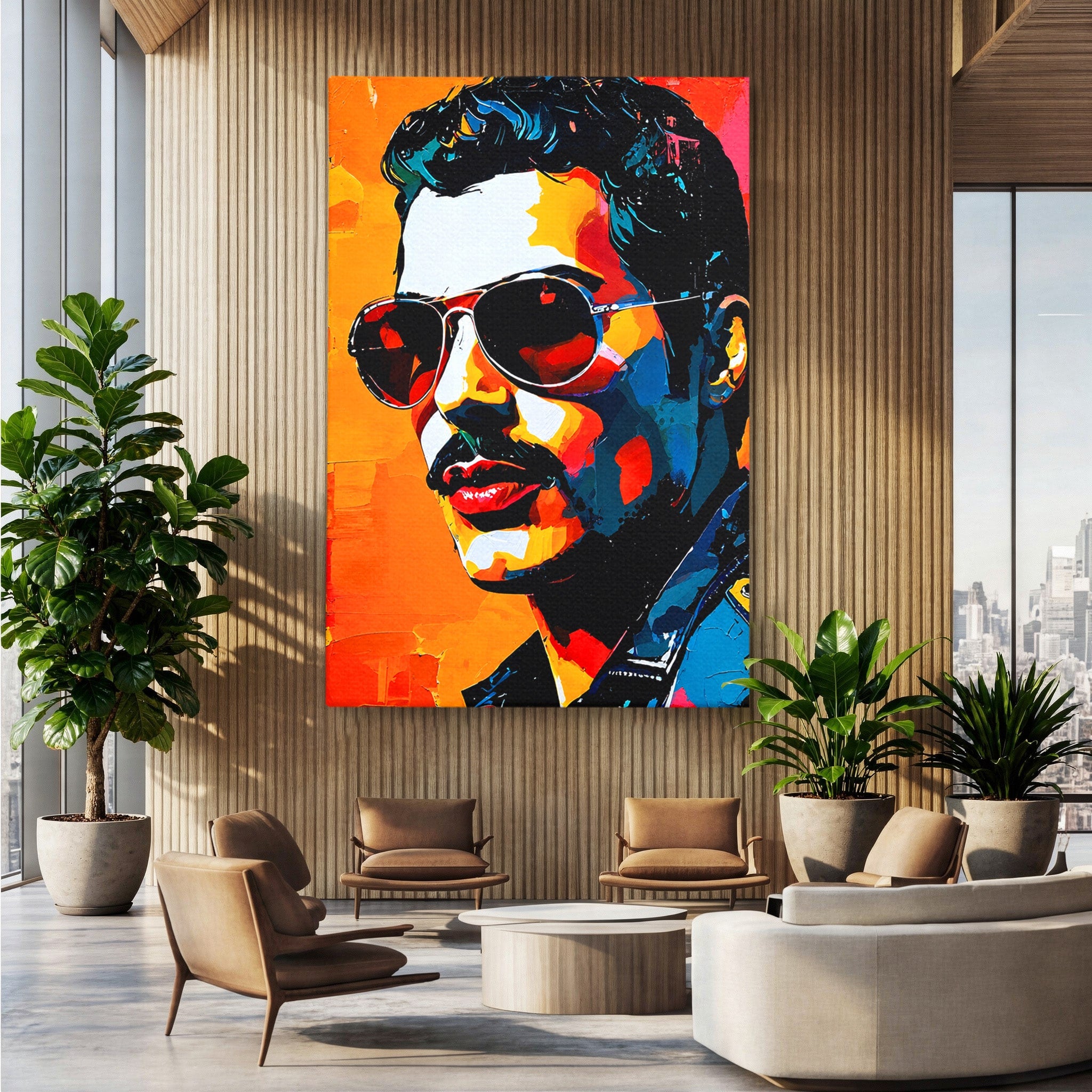 Tablou Canvas Premium LuxCanva® R1017, Portret Rock Iconic, Portret, Muzica, Rock, Living, Arta, Culori Vibrante