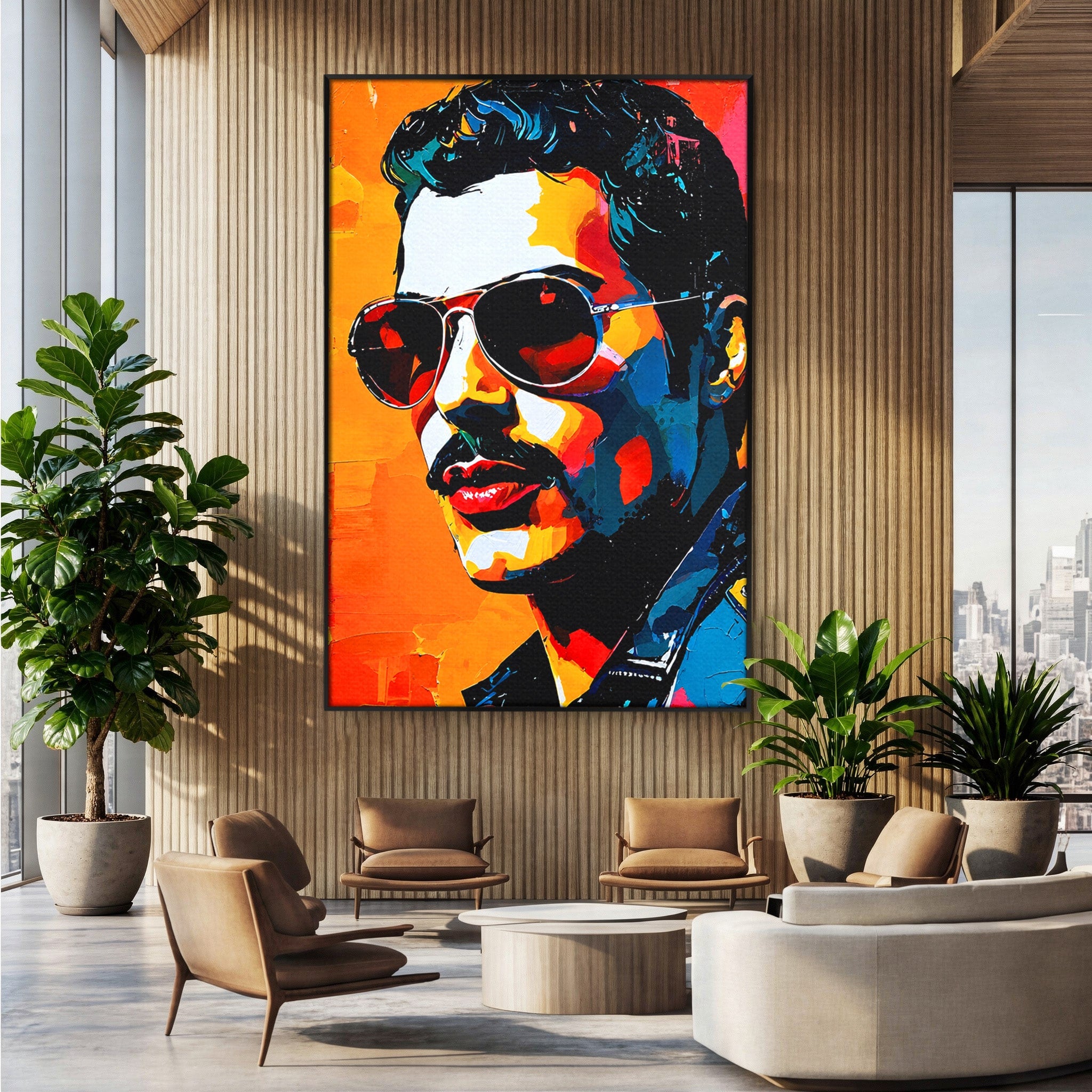 Tablou Canvas Premium LuxCanva® R1017, Portret Rock Iconic, Portret, Muzica, Rock, Living, Arta, Culori Vibrante