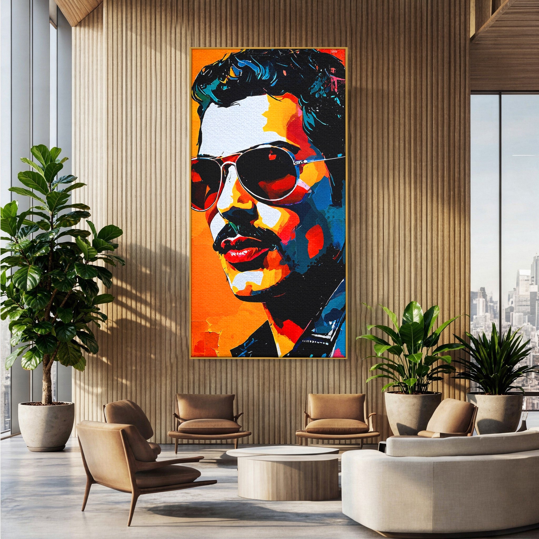 Tablou Canvas Premium LuxCanva® R1017, Portret Rock Iconic, Portret, Muzica, Rock, Living, Arta, Culori Vibrante
