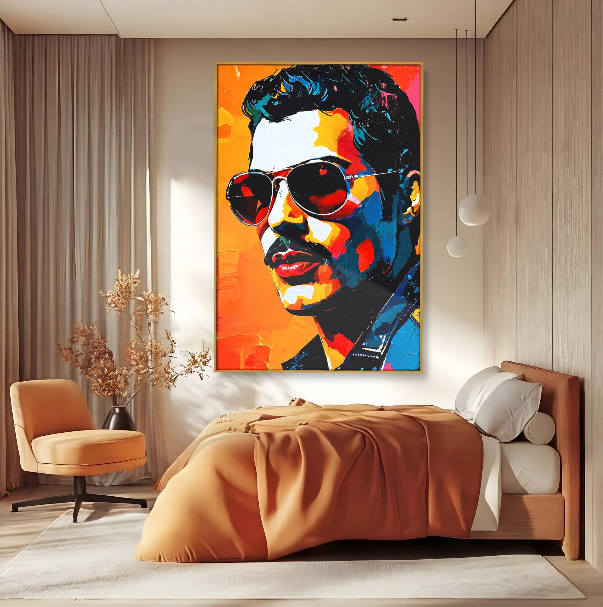 Tablou Canvas Premium LuxCanva® R1017, Portret Rock Iconic, Portret, Muzica, Rock, Living, Arta, Culori Vibrante